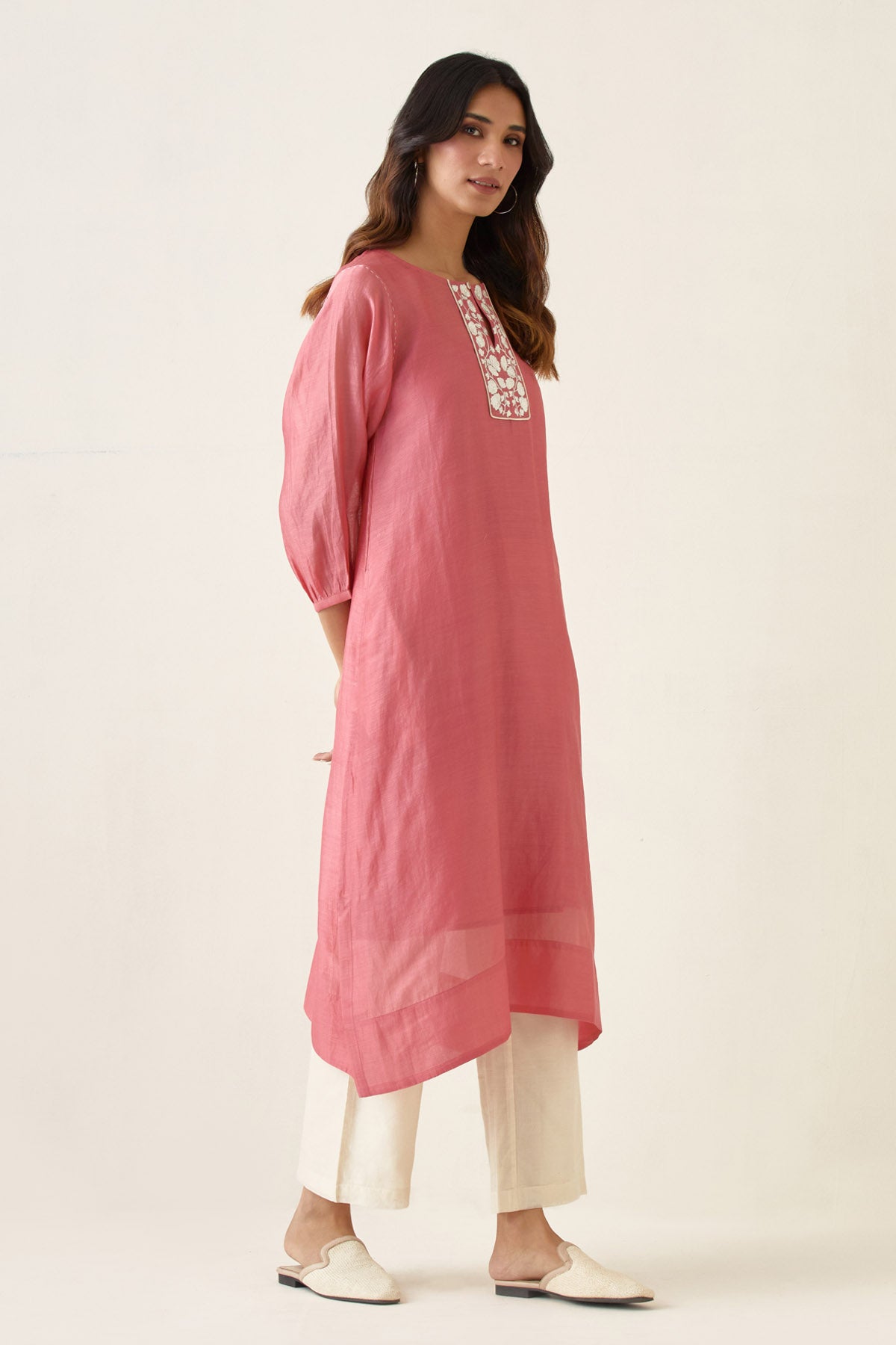 Chanderi Rose Pink Kurta Set