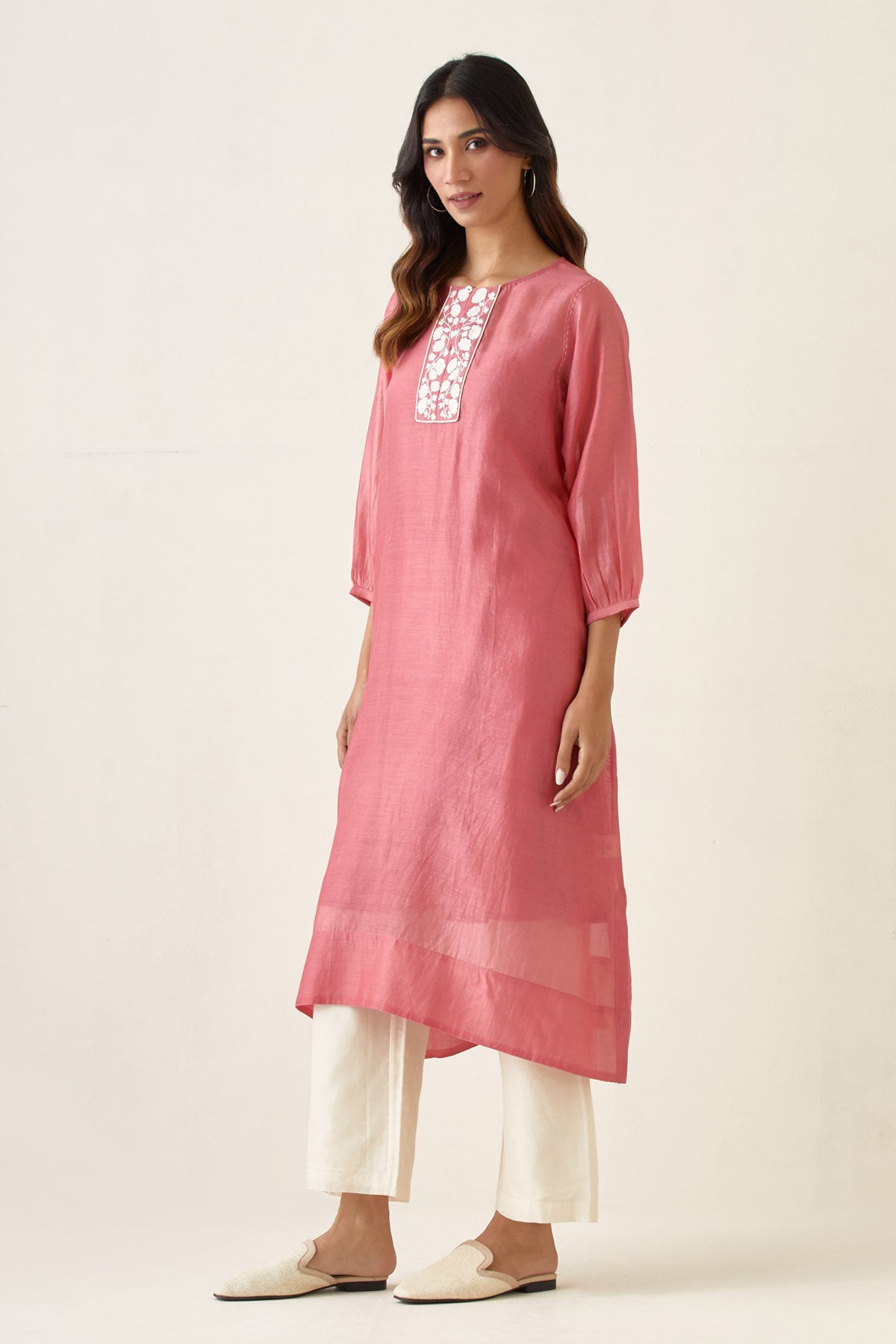 Chanderi Rose Pink Kurta Set