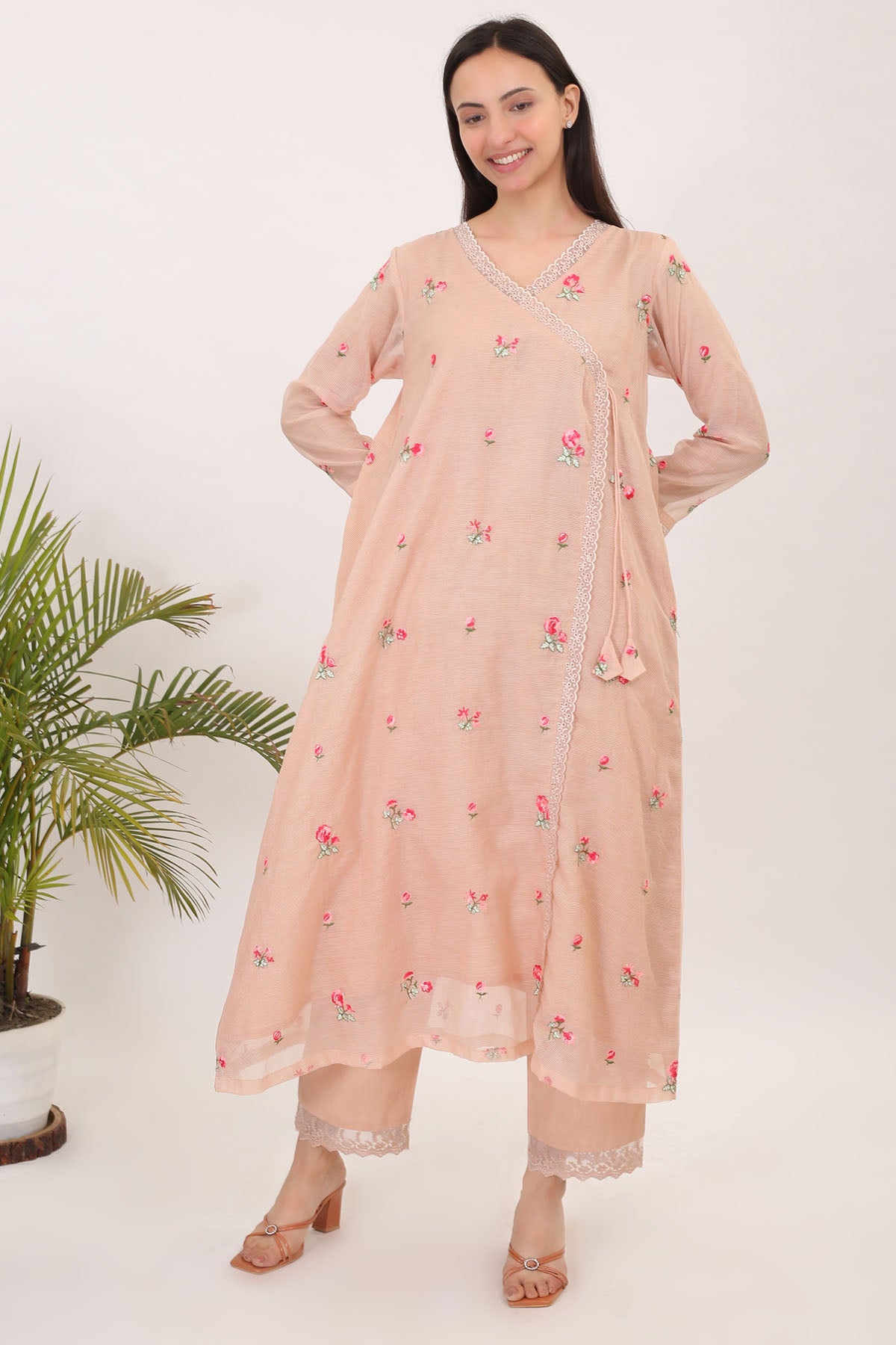 Embroidered Angrakha Kurta Set