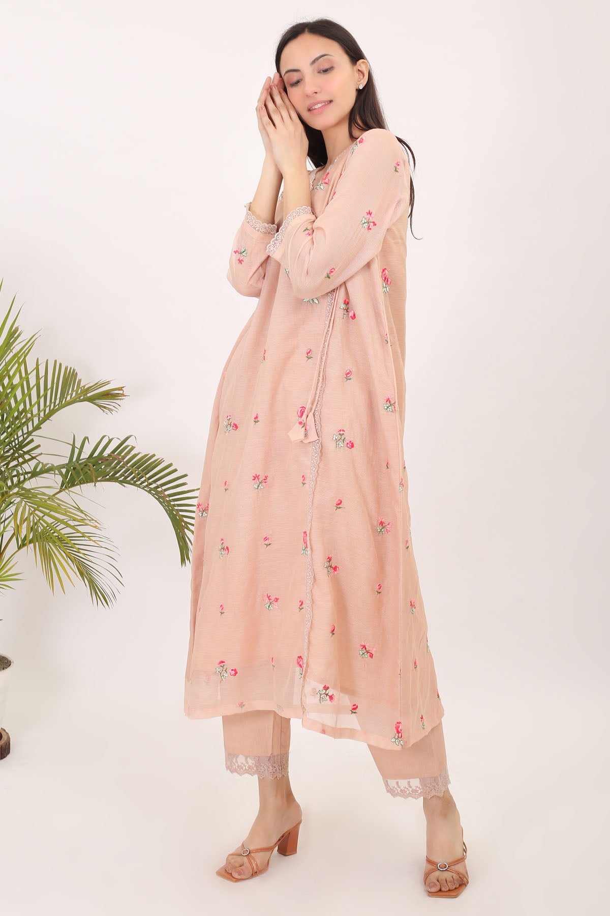 Embroidered Angrakha Kurta Set