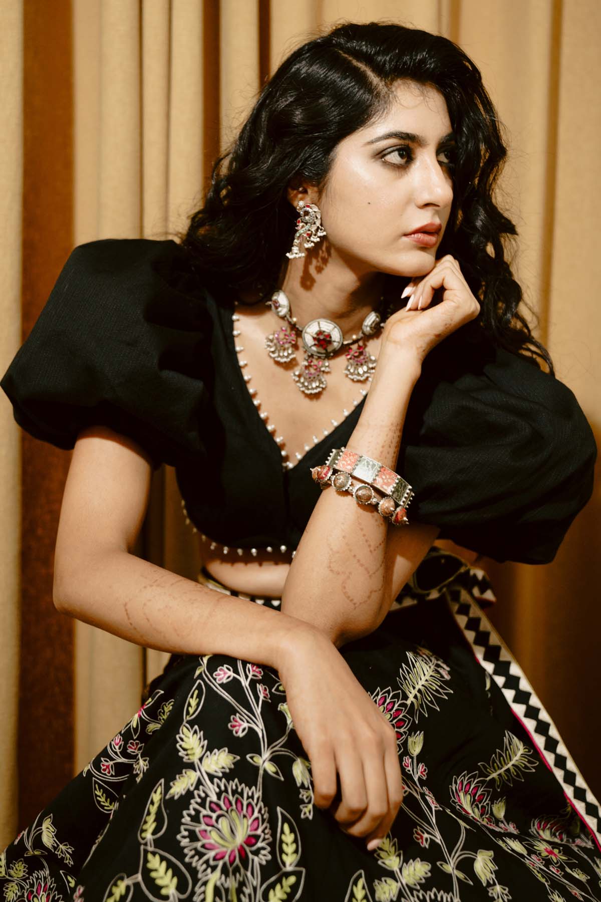 Embroidered Black Lehenga Set
