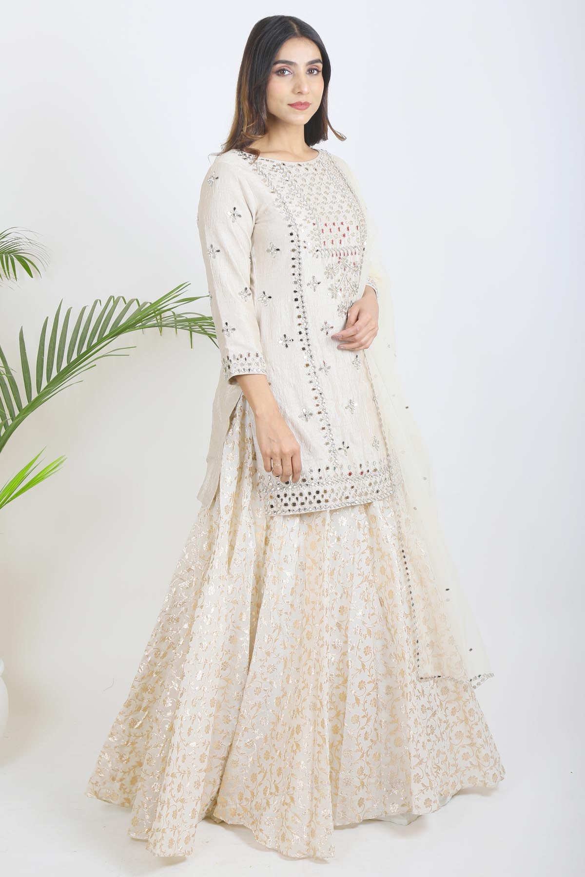 Embroidered Brocade Lehenga Set