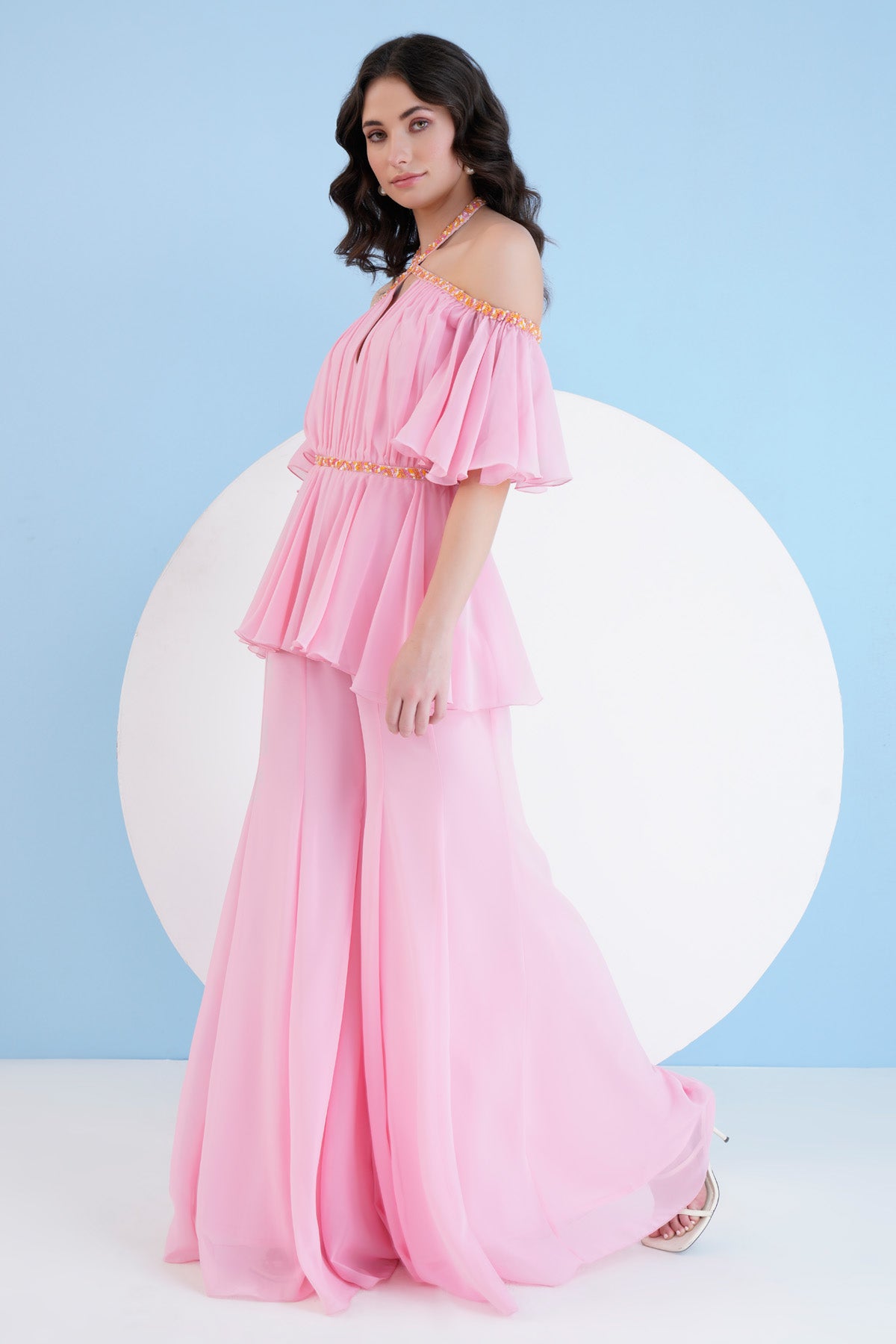 Embroidered Cross Neck Jumpsuit