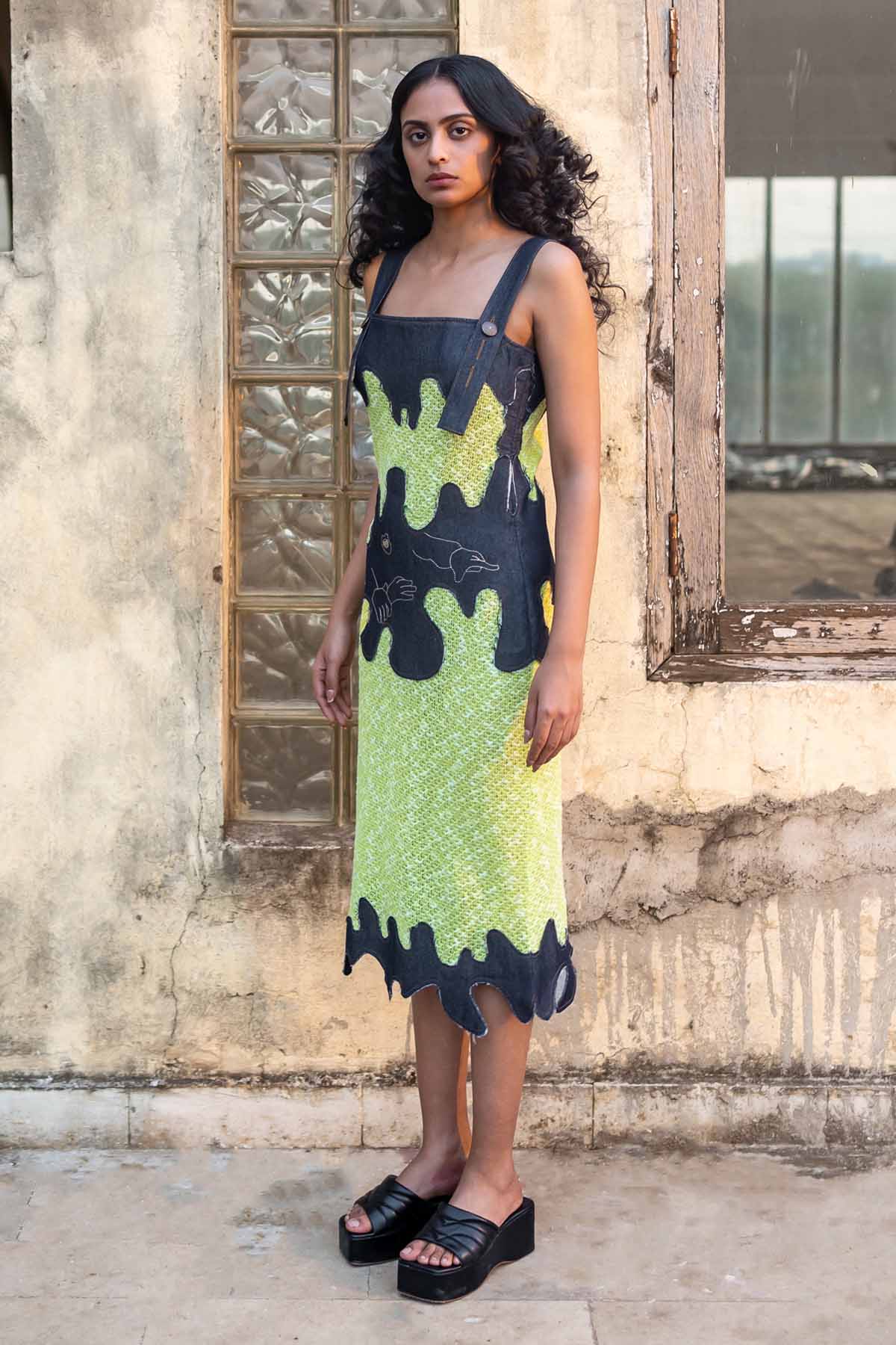 Embroidered Dungaree Dress