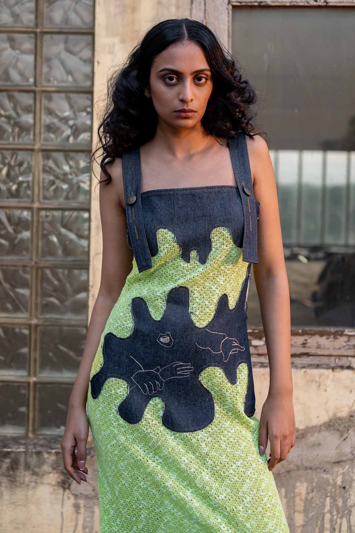 Embroidered Dungaree Dress