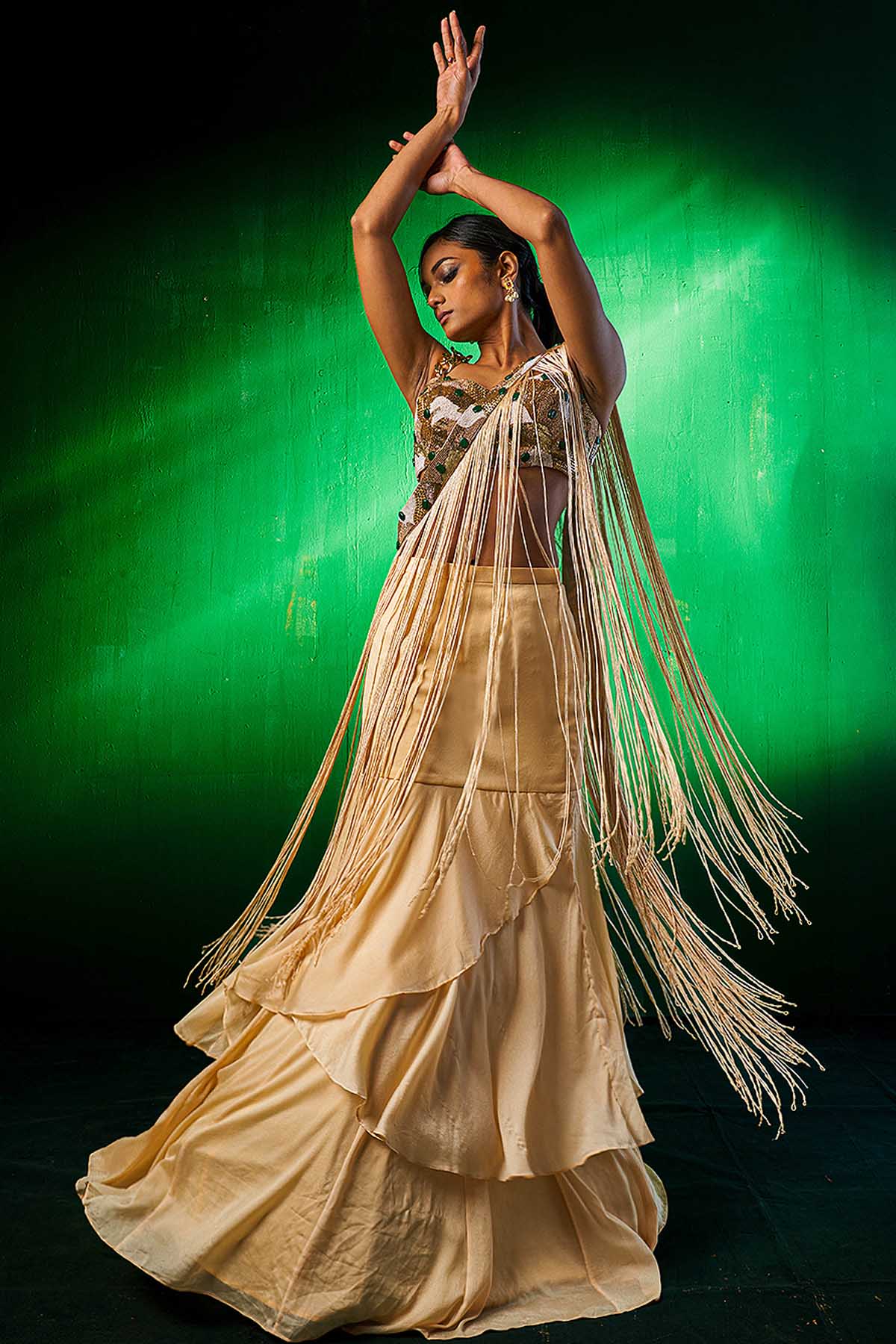 Embroidered Frill Lehenga Set