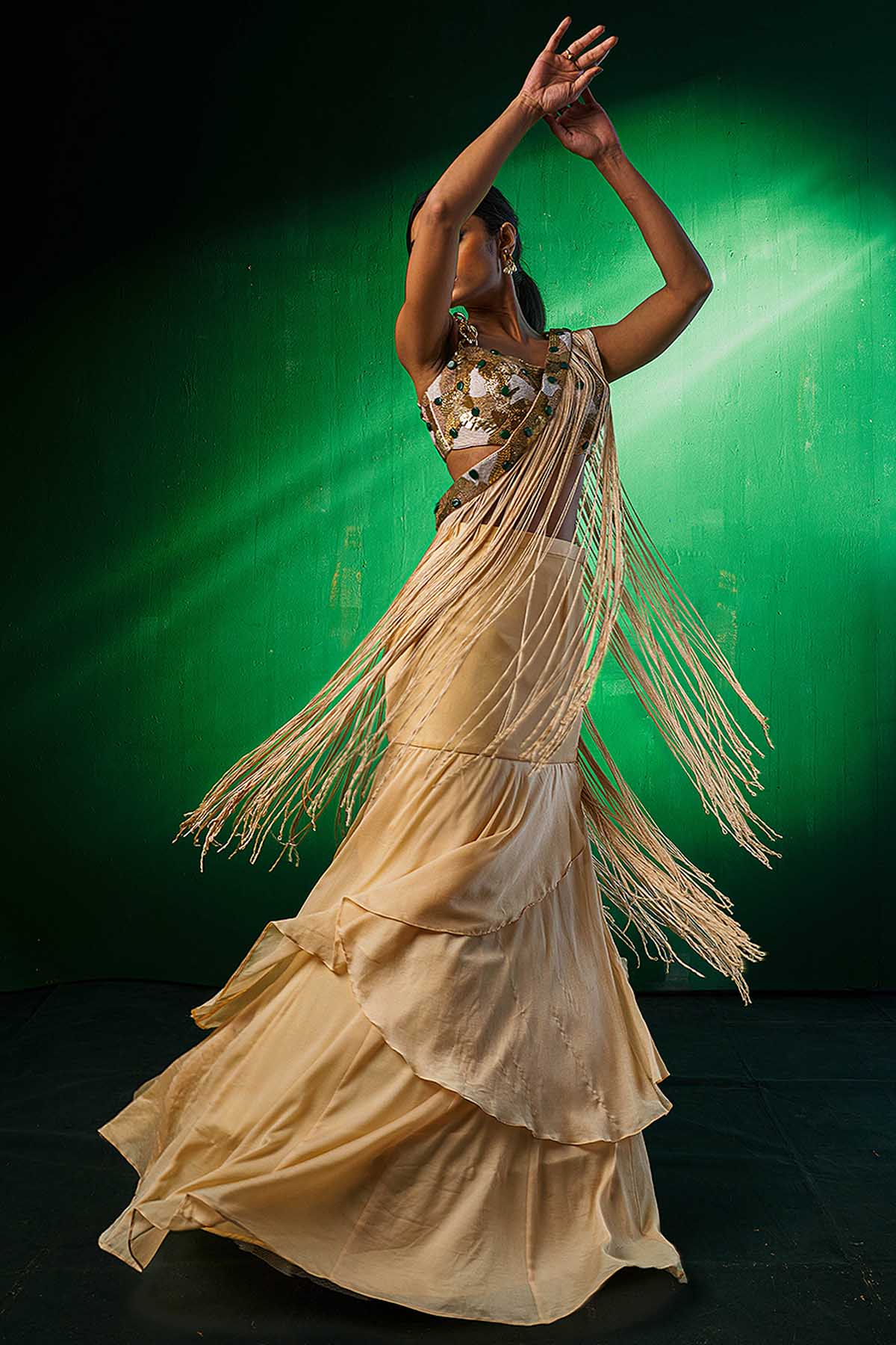 Embroidered Frill Lehenga Set