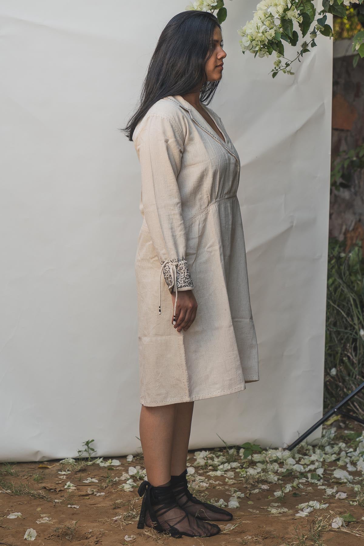 Embroidered Gathered Dress