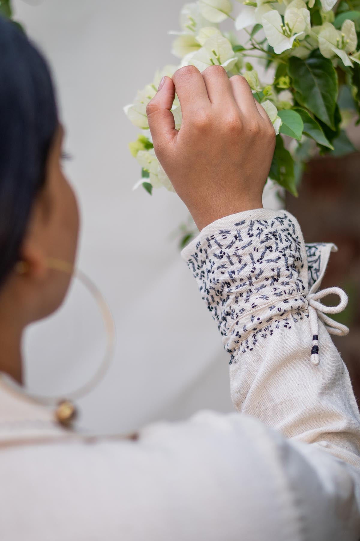 Embroidered Gathered Dress