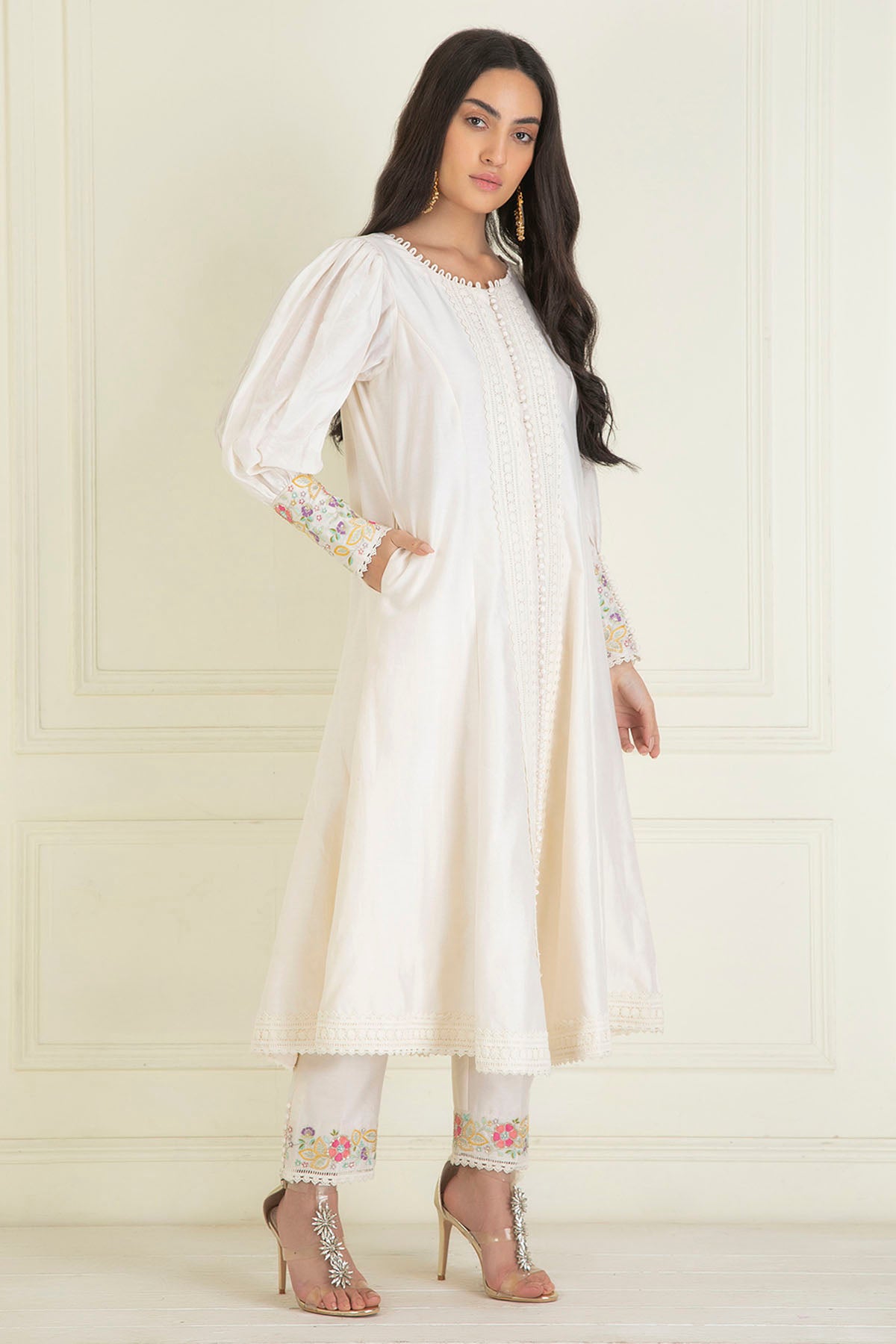 Embroidered Ivory Kurta Set