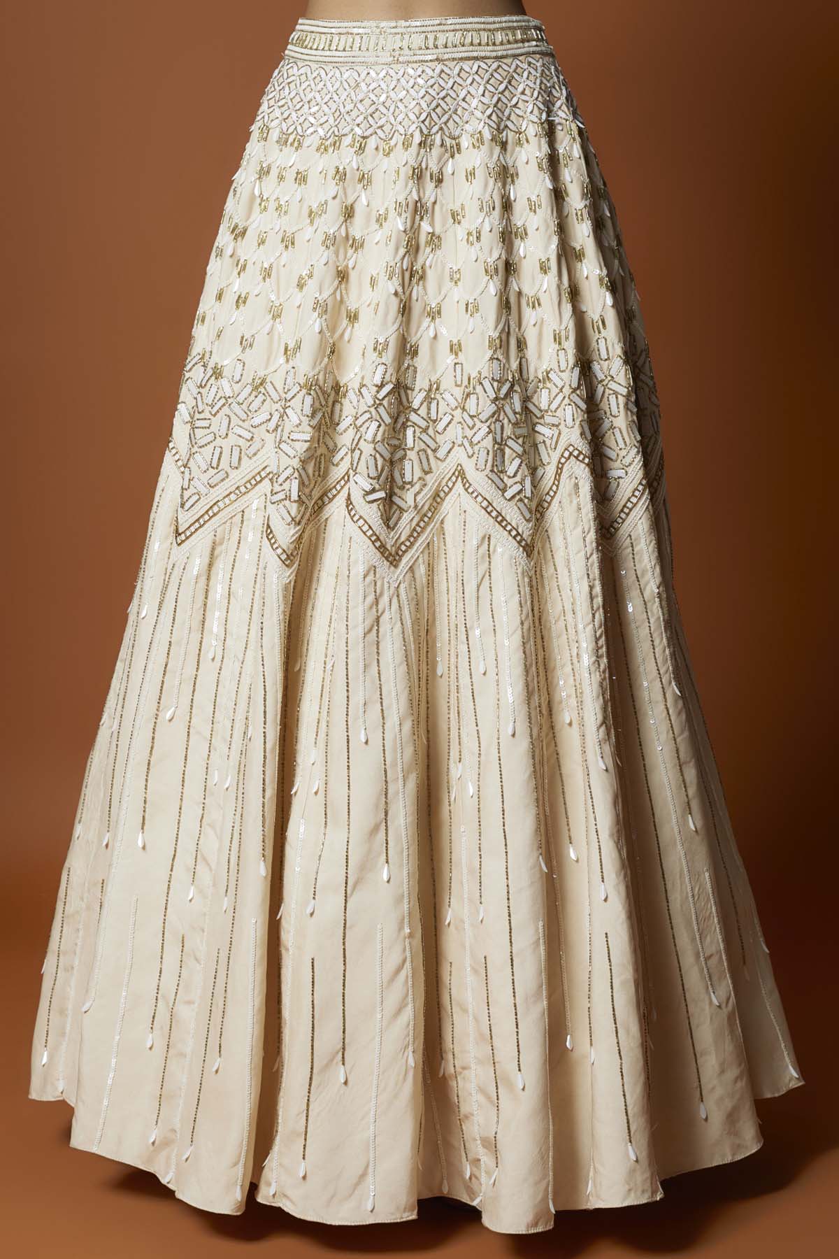 Ivory Raw Silk Lehenga Set