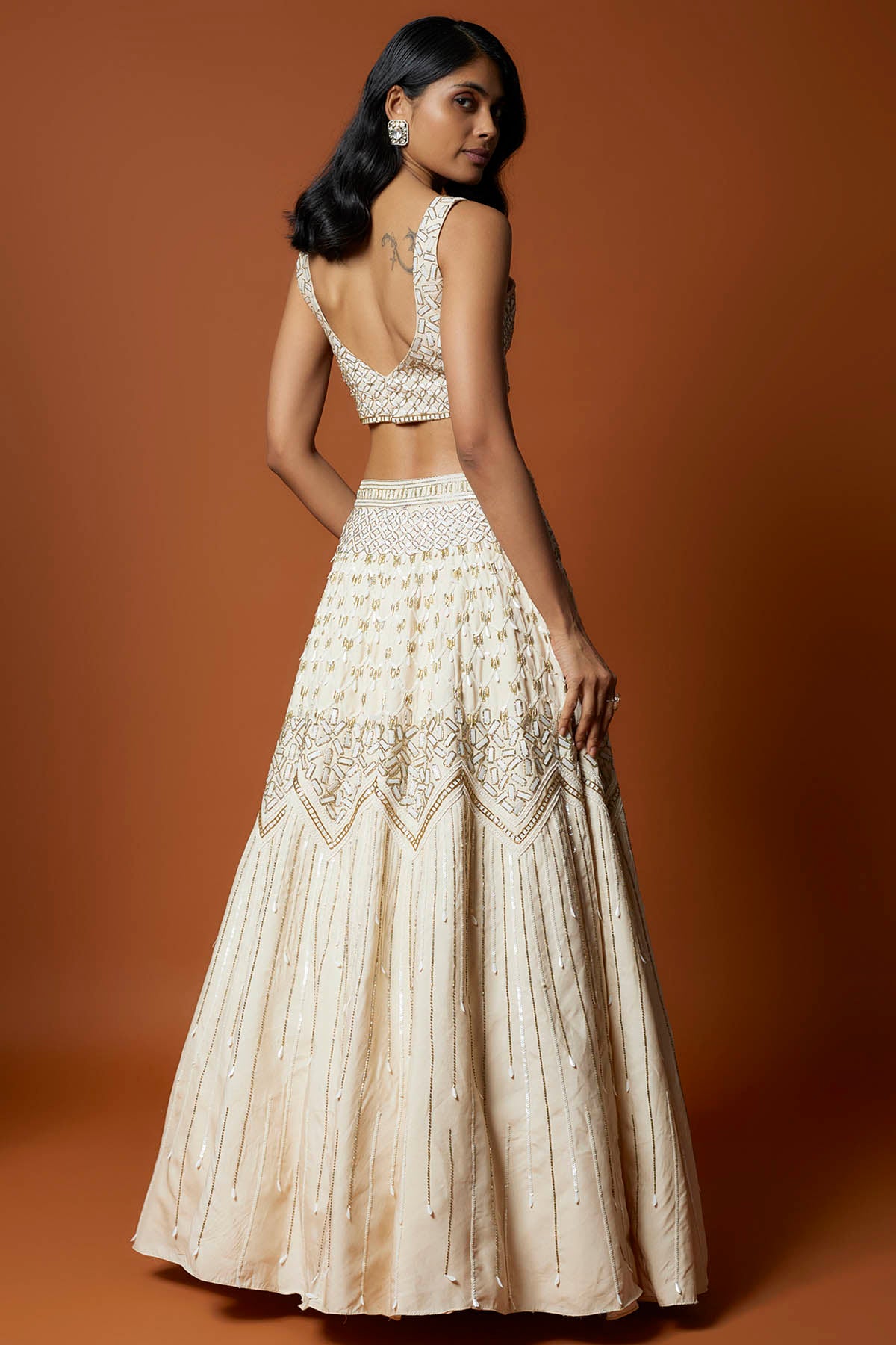 Ivory Raw Silk Lehenga Set