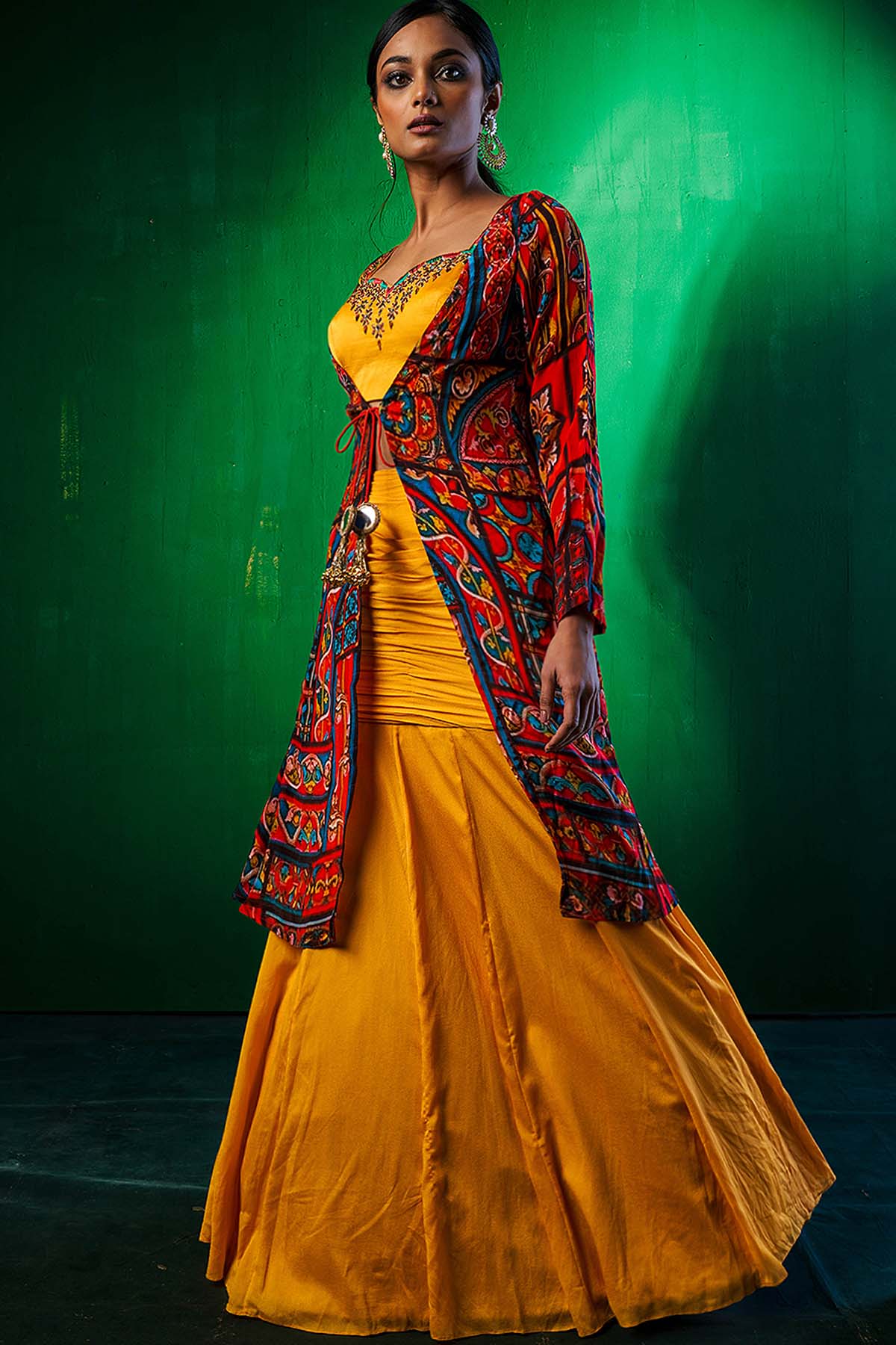 Kundan Moti Jacket Lehenga Set