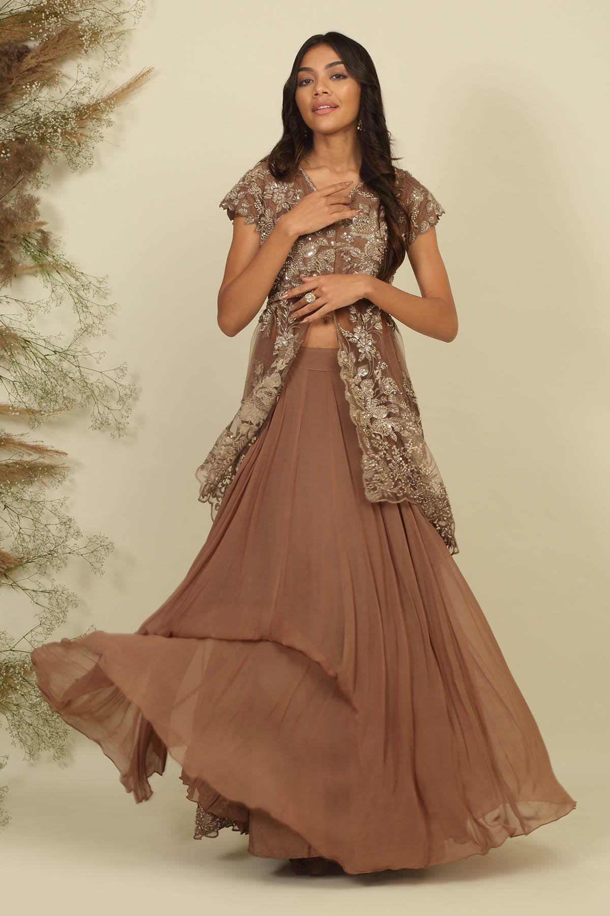 Apricoat Georgette Lehenga Set