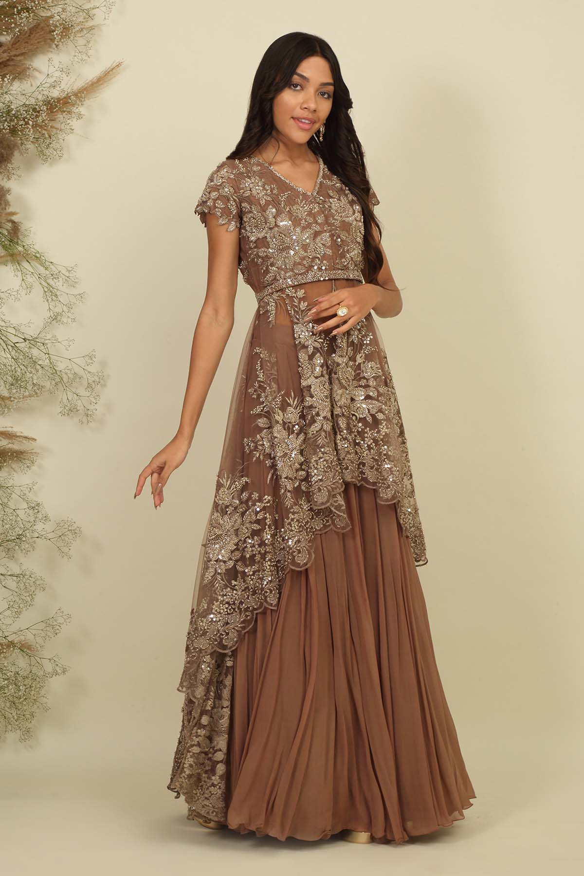 Apricoat Georgette Lehenga Set