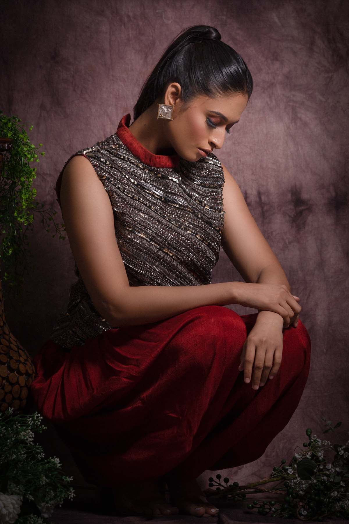 Embroidered Jacket & Dhoti Set