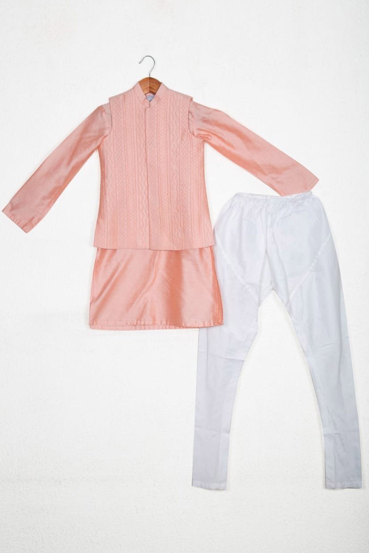 Pink Kurta Set with Bundi