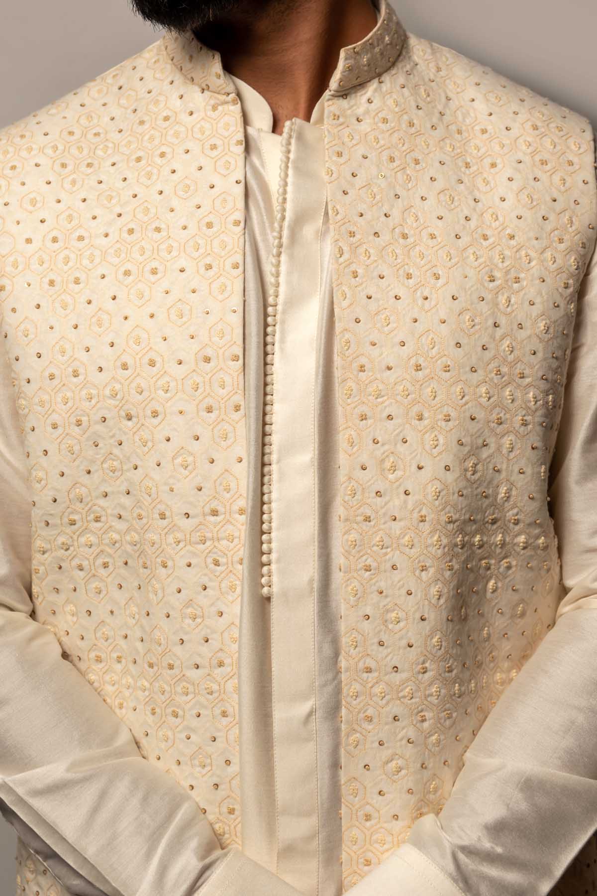 Embroidered Jacket & Kurta Set