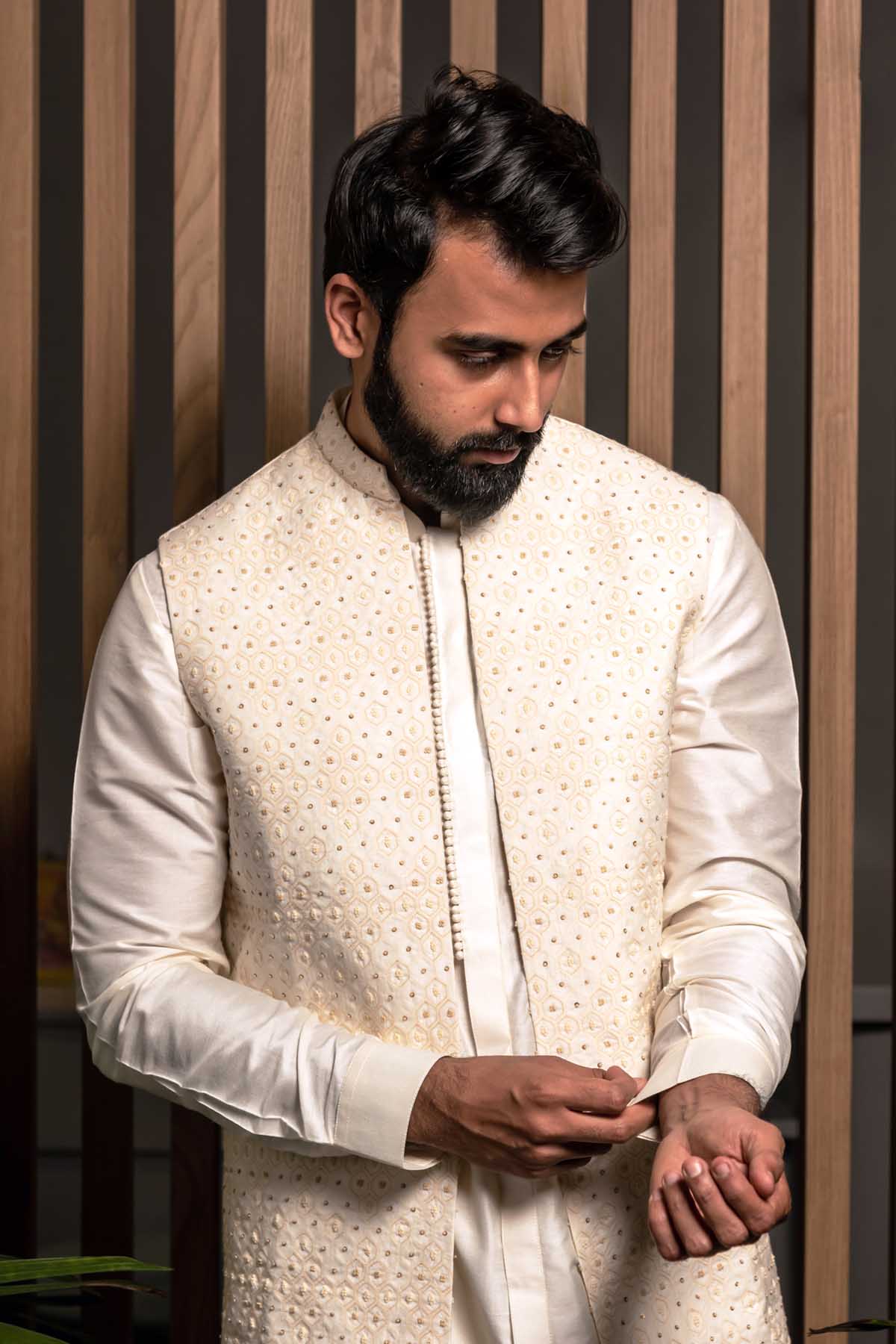 Embroidered Jacket & Kurta Set