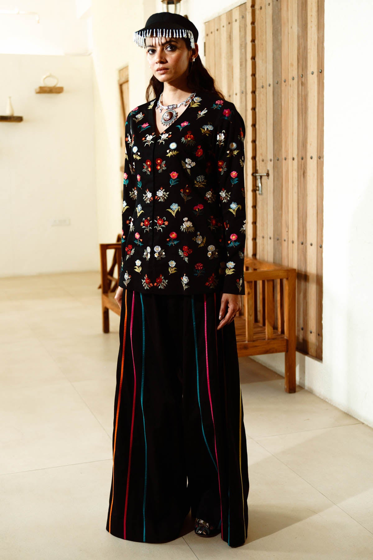 Embroidered Jacket & Pants Set