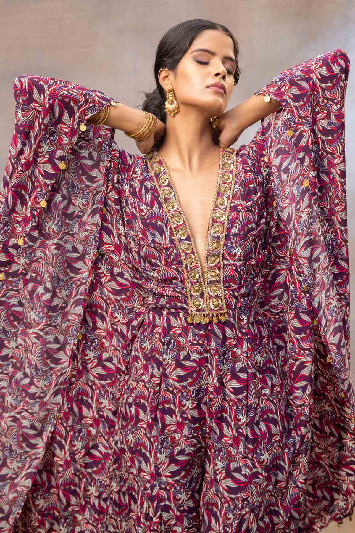 Embroidered Kaftan Jumpsuit