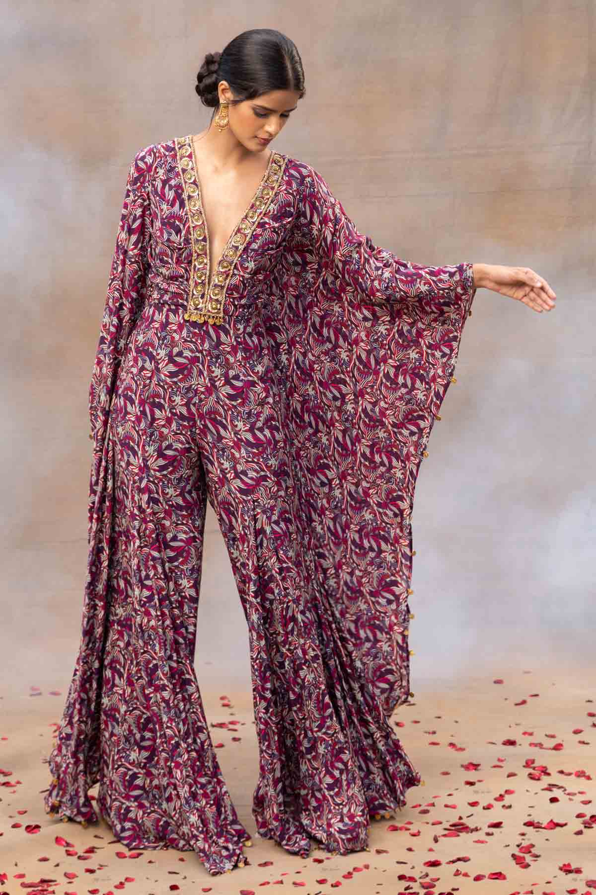 Embroidered Kaftan Jumpsuit