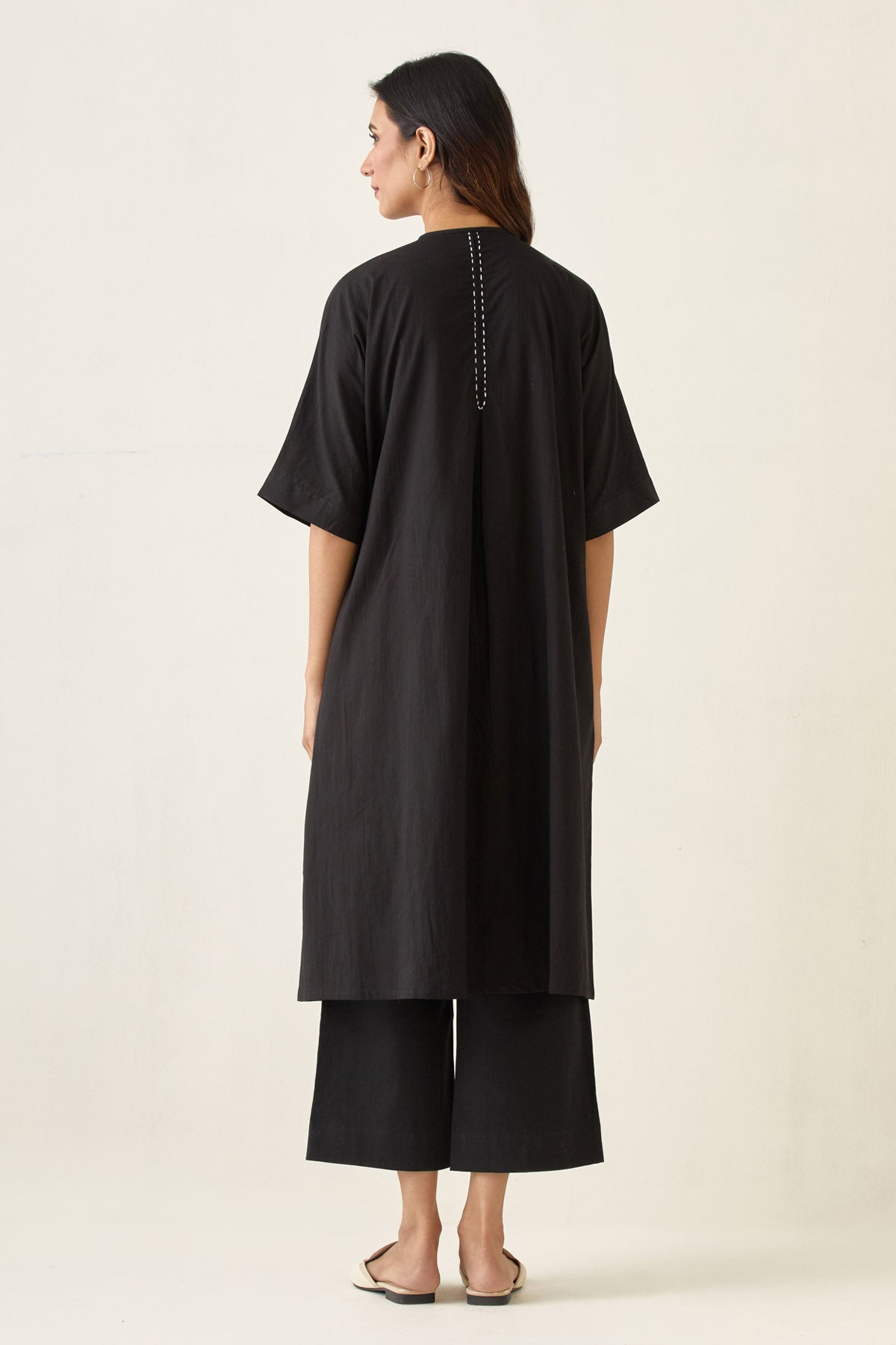 Black Kaftan Style Kurta Set