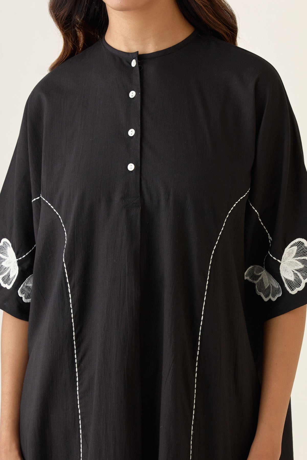 Black Kaftan Style Kurta Set