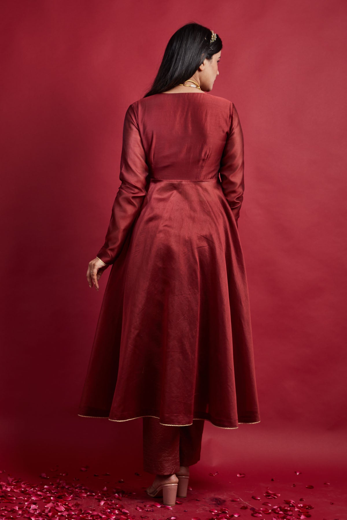 Embroidered Lace Angrakha Kurta Set