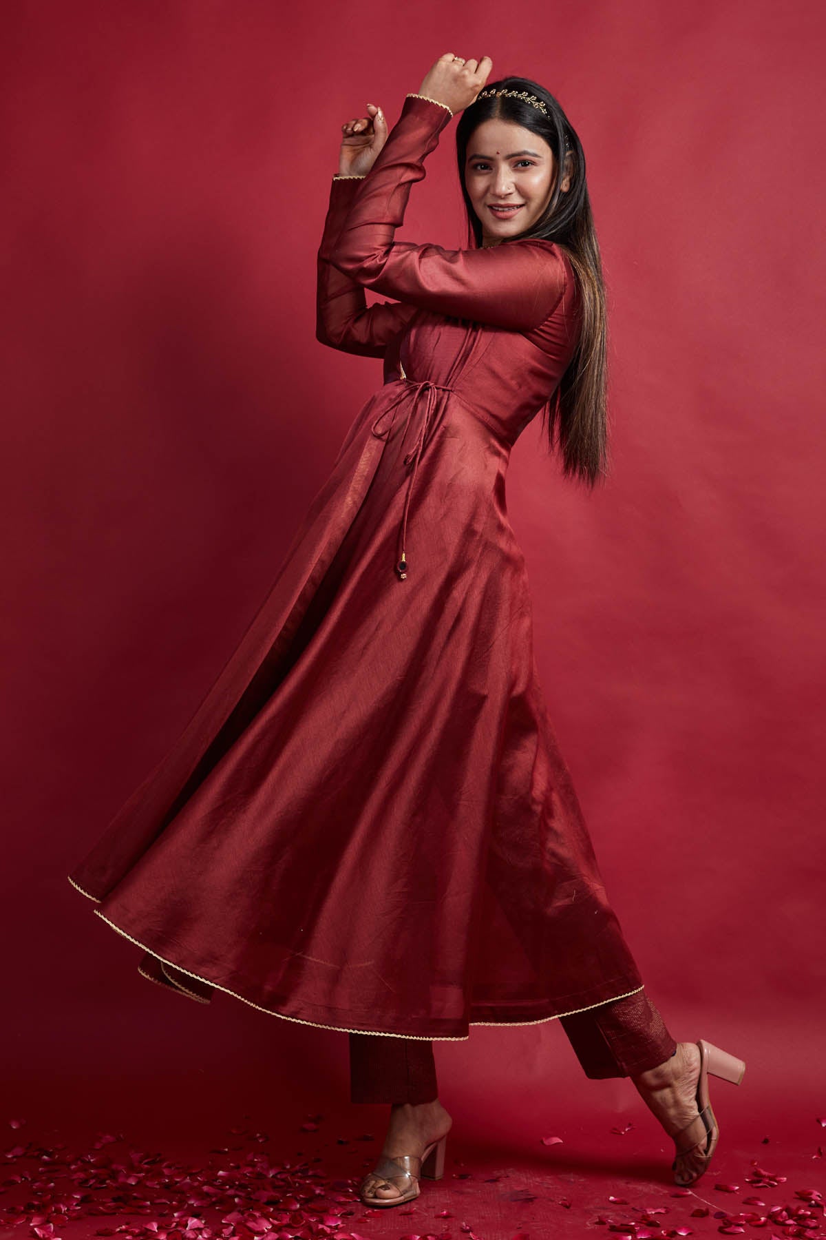 Embroidered Lace Angrakha Kurta Set