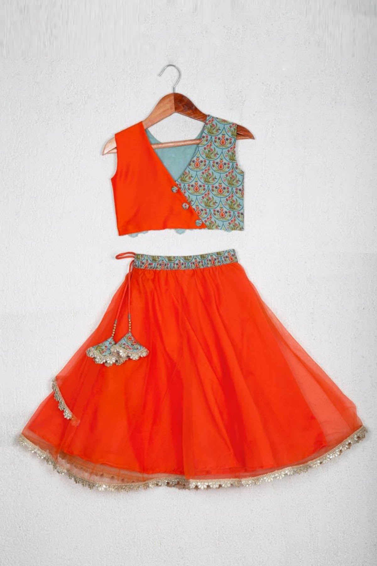 Embroidered Layered Ghagara Set