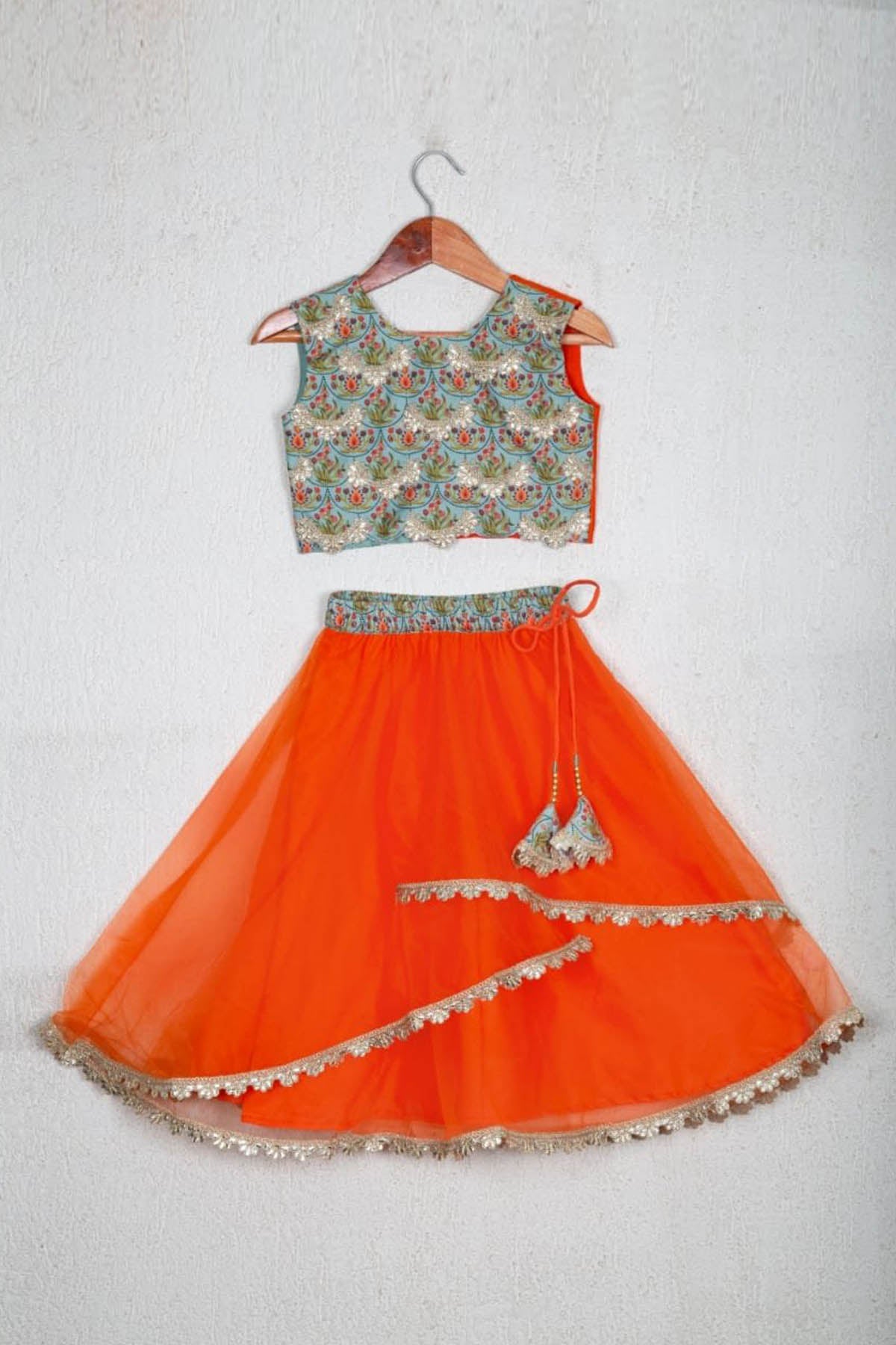 Embroidered Layered Ghagara Set