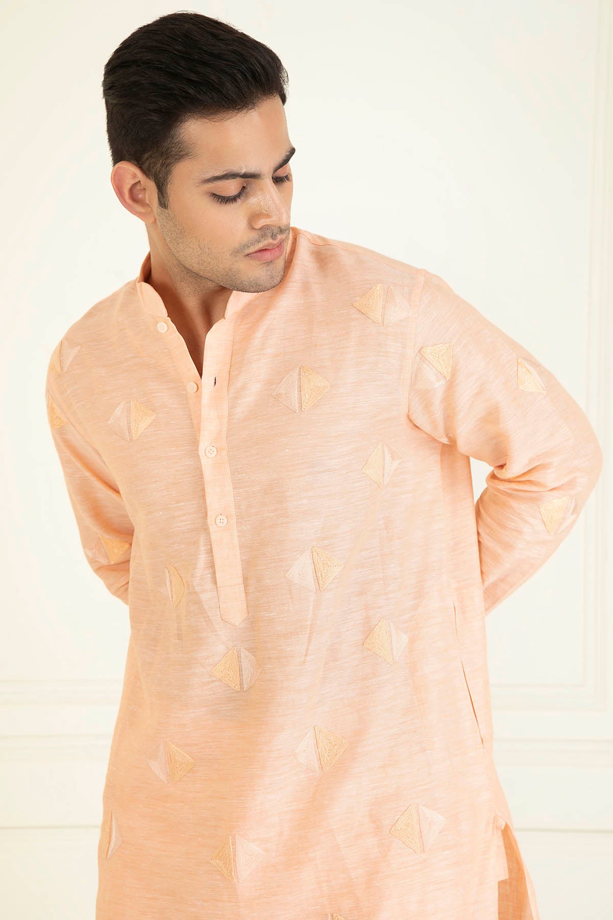 Embroidered Linen Kurta Set