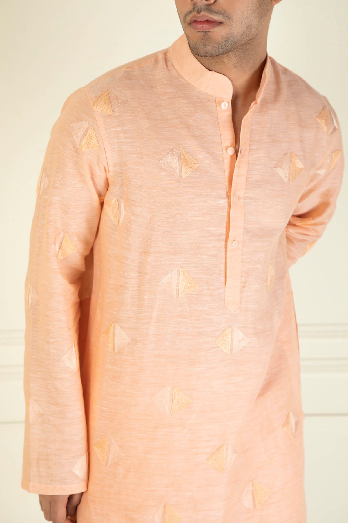 Embroidered Linen Kurta Set