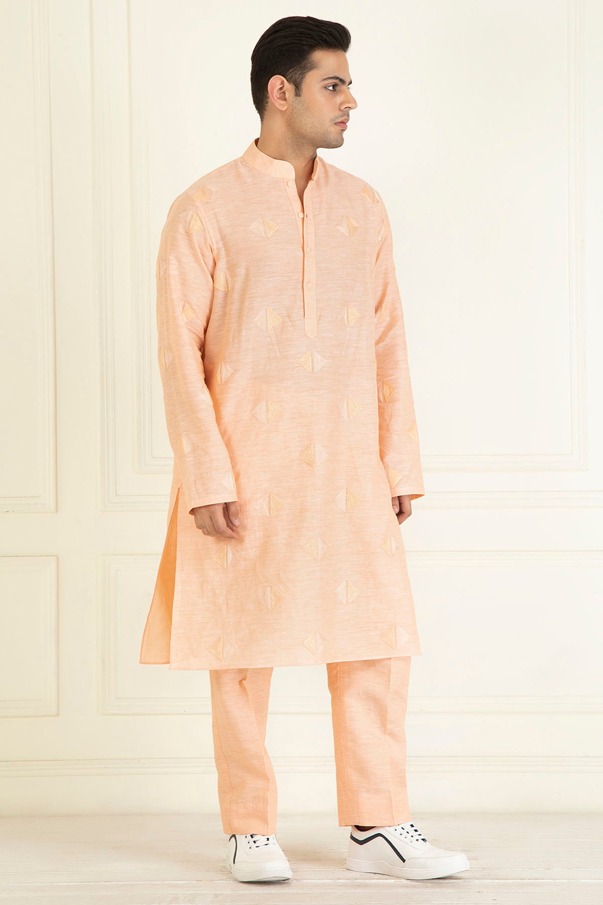 Embroidered Linen Kurta Set
