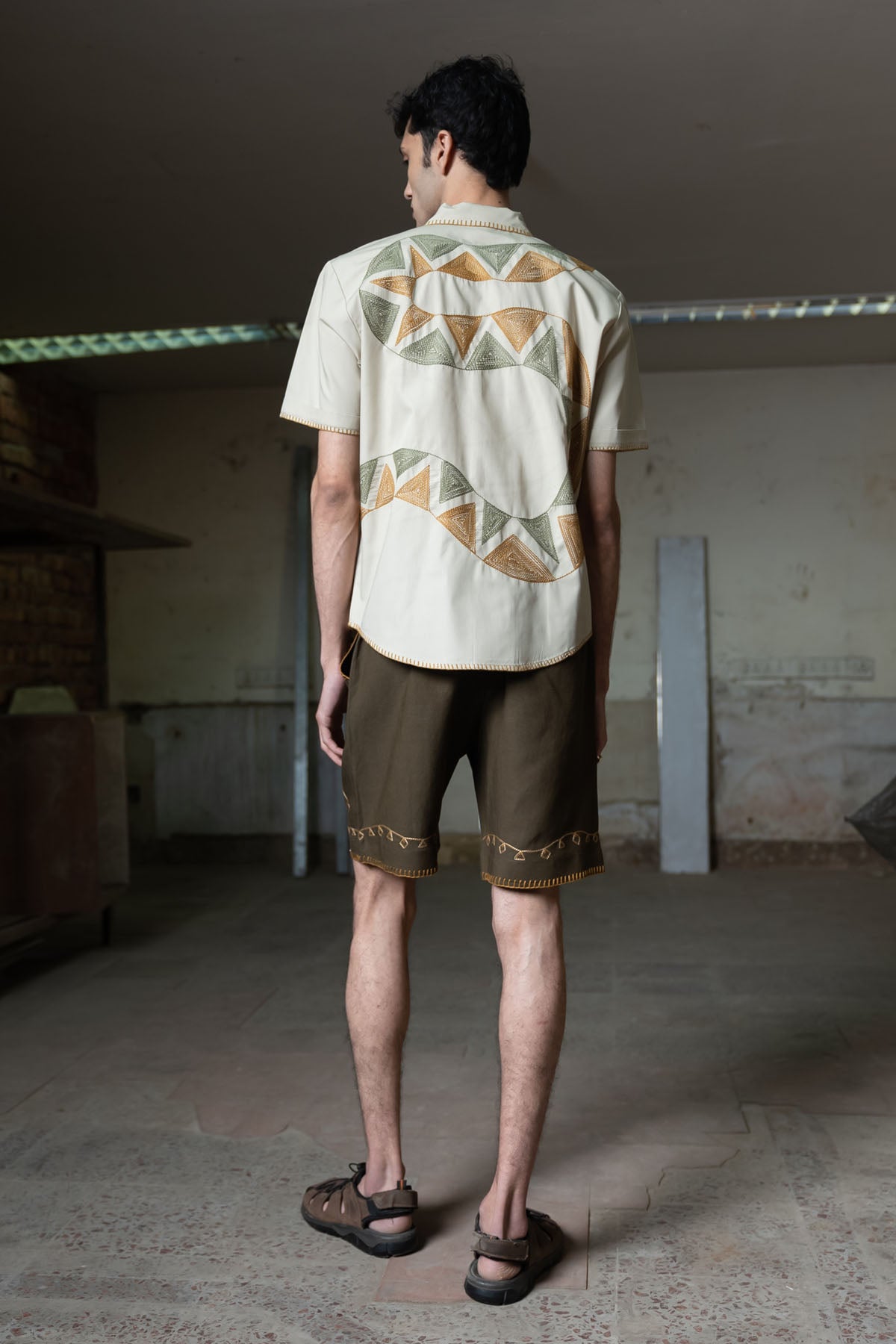 Embroidered Linen Shorts