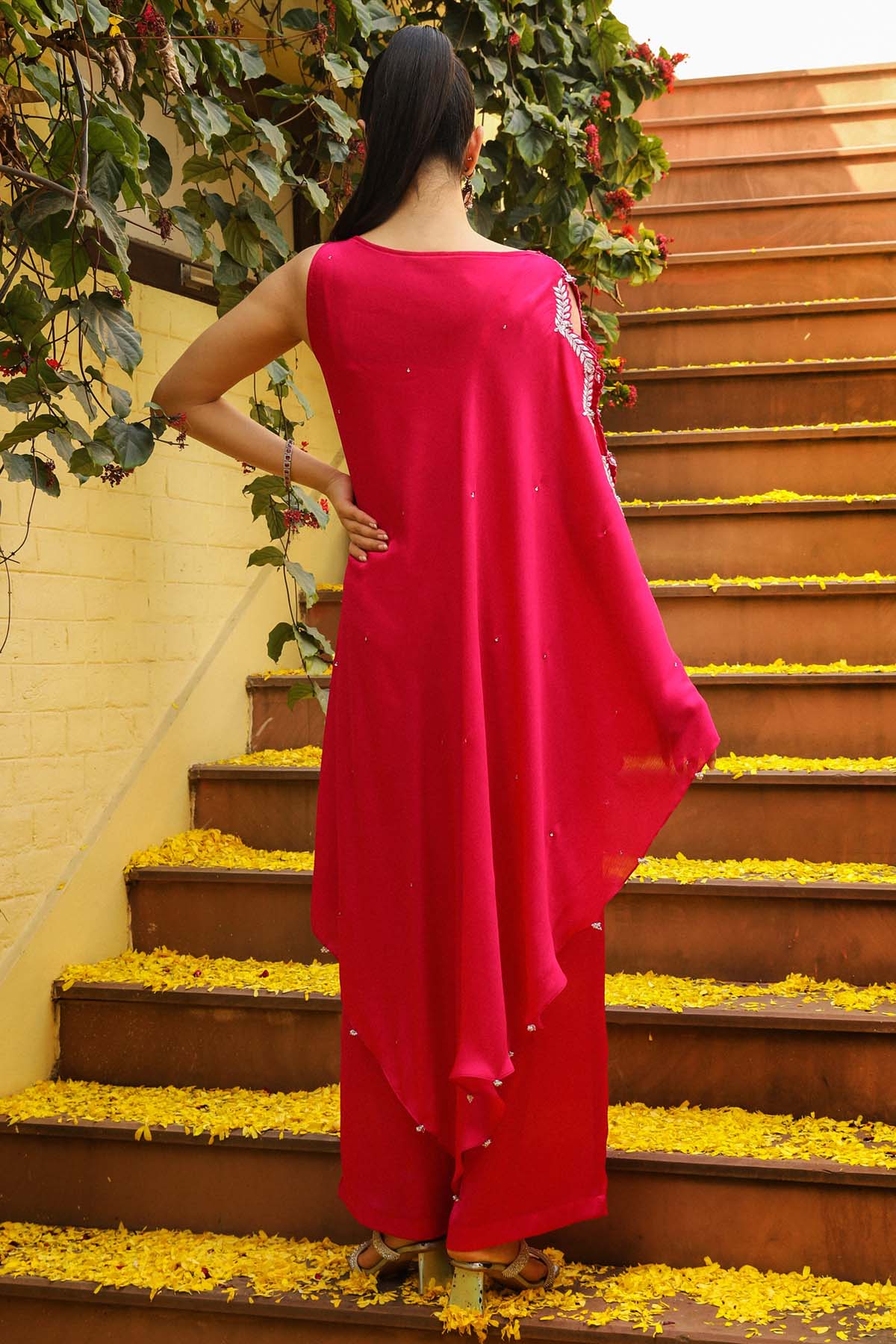 Embroidered Palazzo & Cape Set