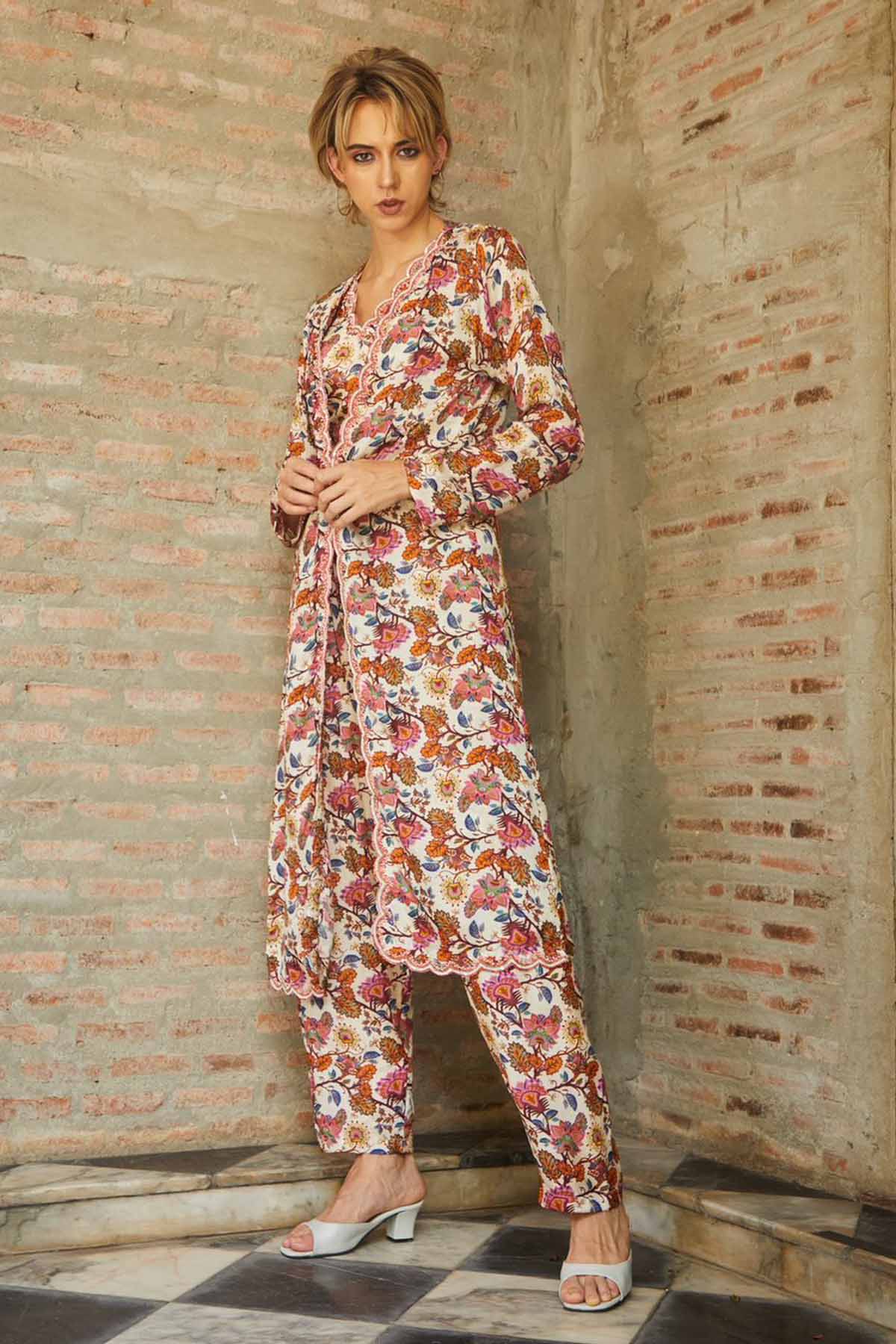 Embroidered Palazzo & Jacket Set