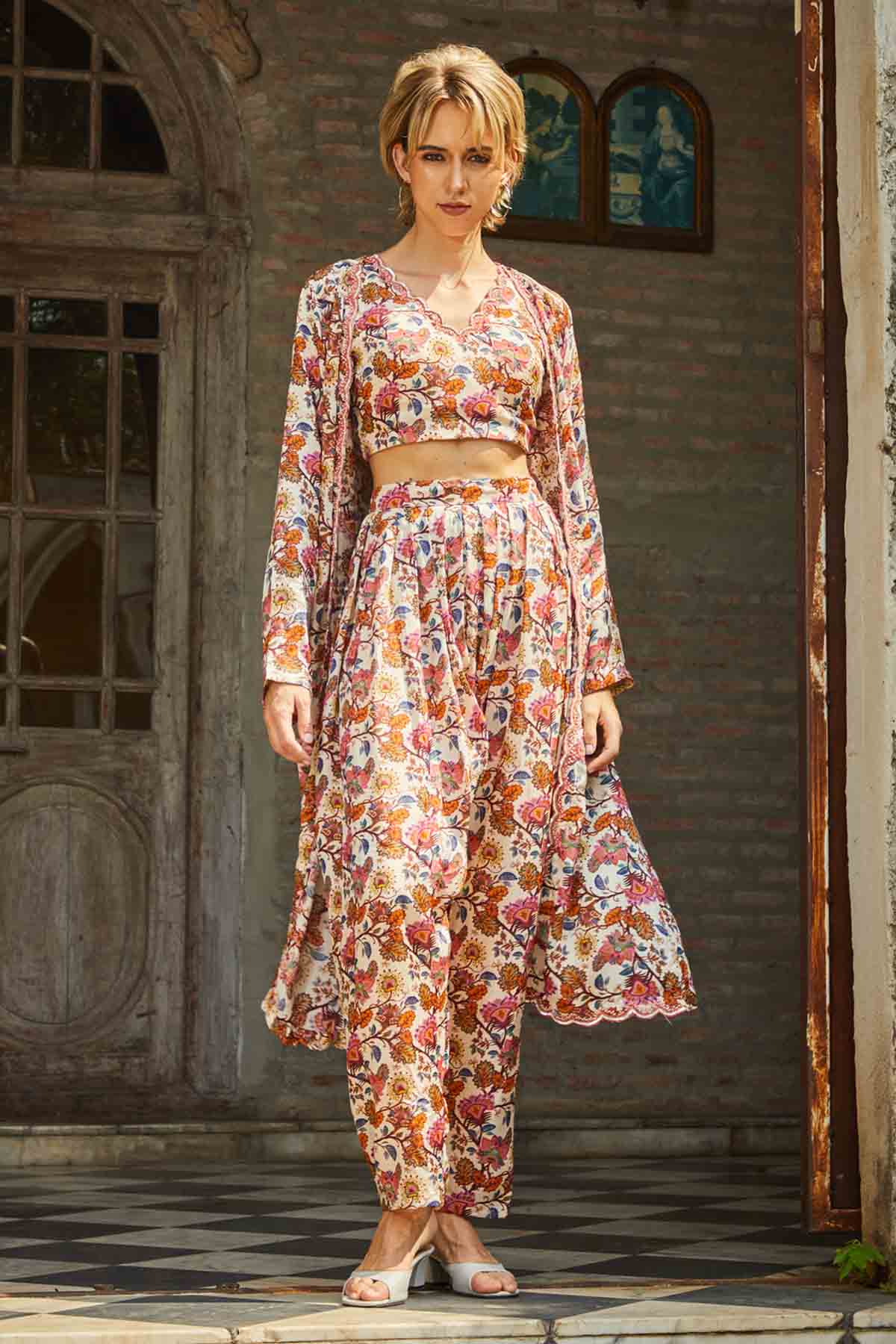 Embroidered Palazzo & Jacket Set