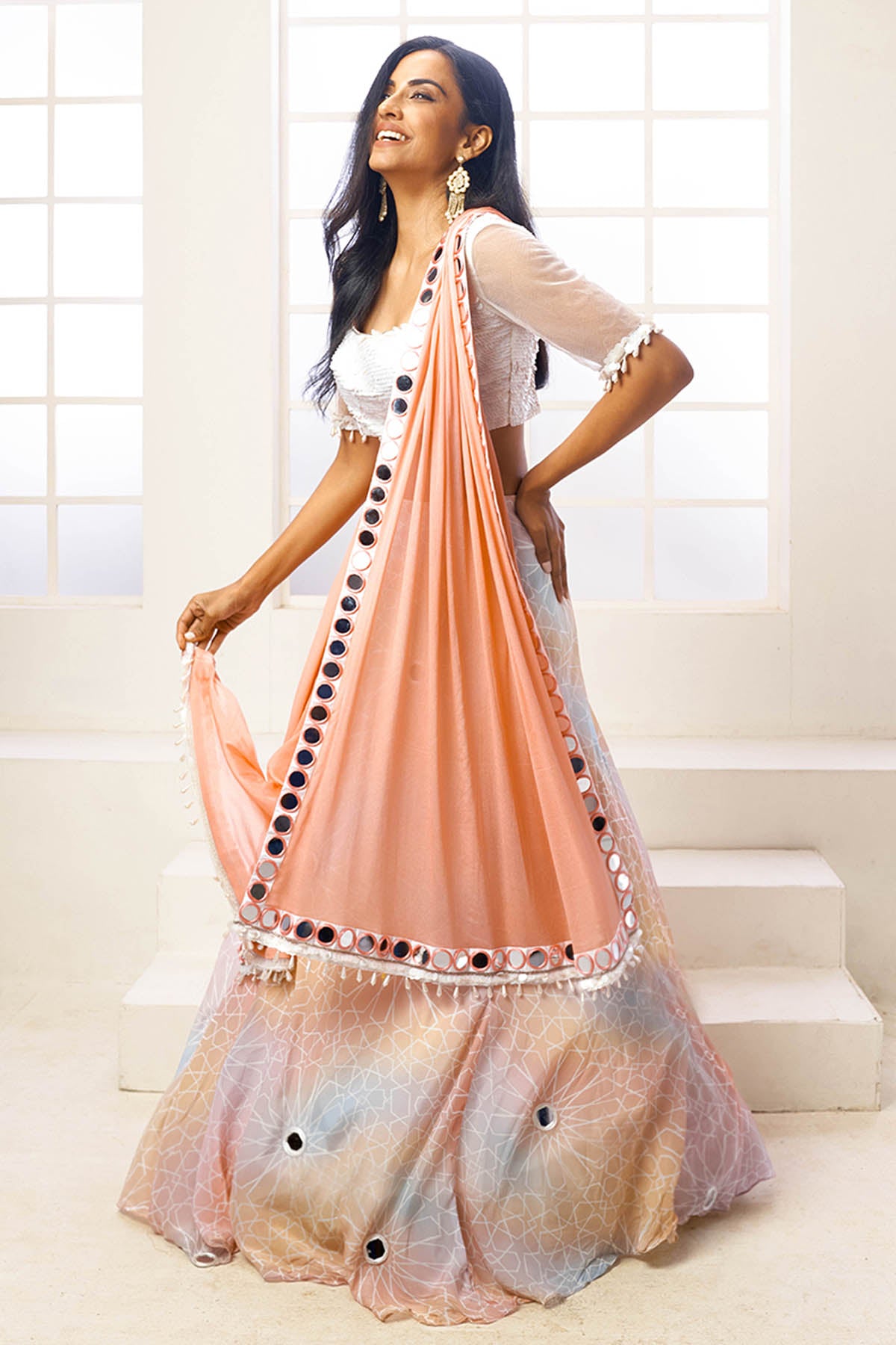 Embroidered Pastel Lehenga Set