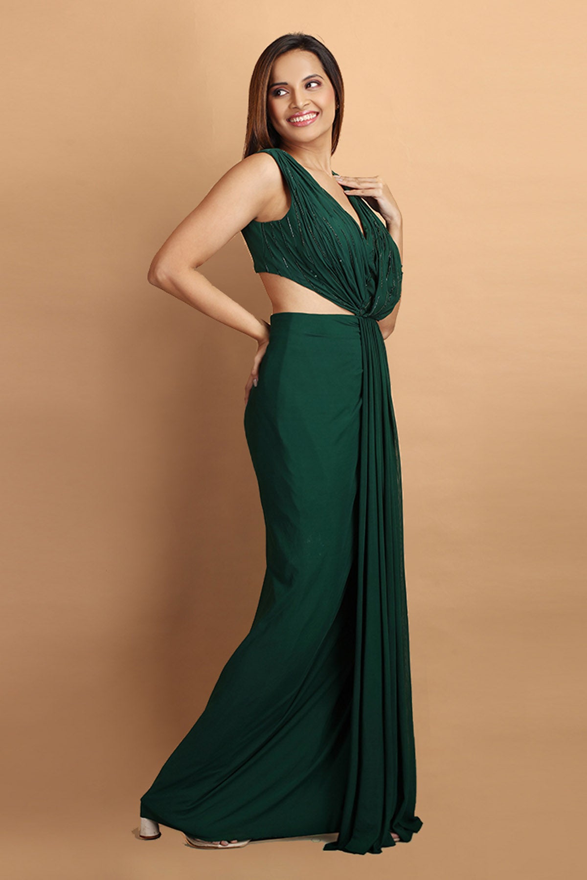 Embroidered Pre-Stitched Saree