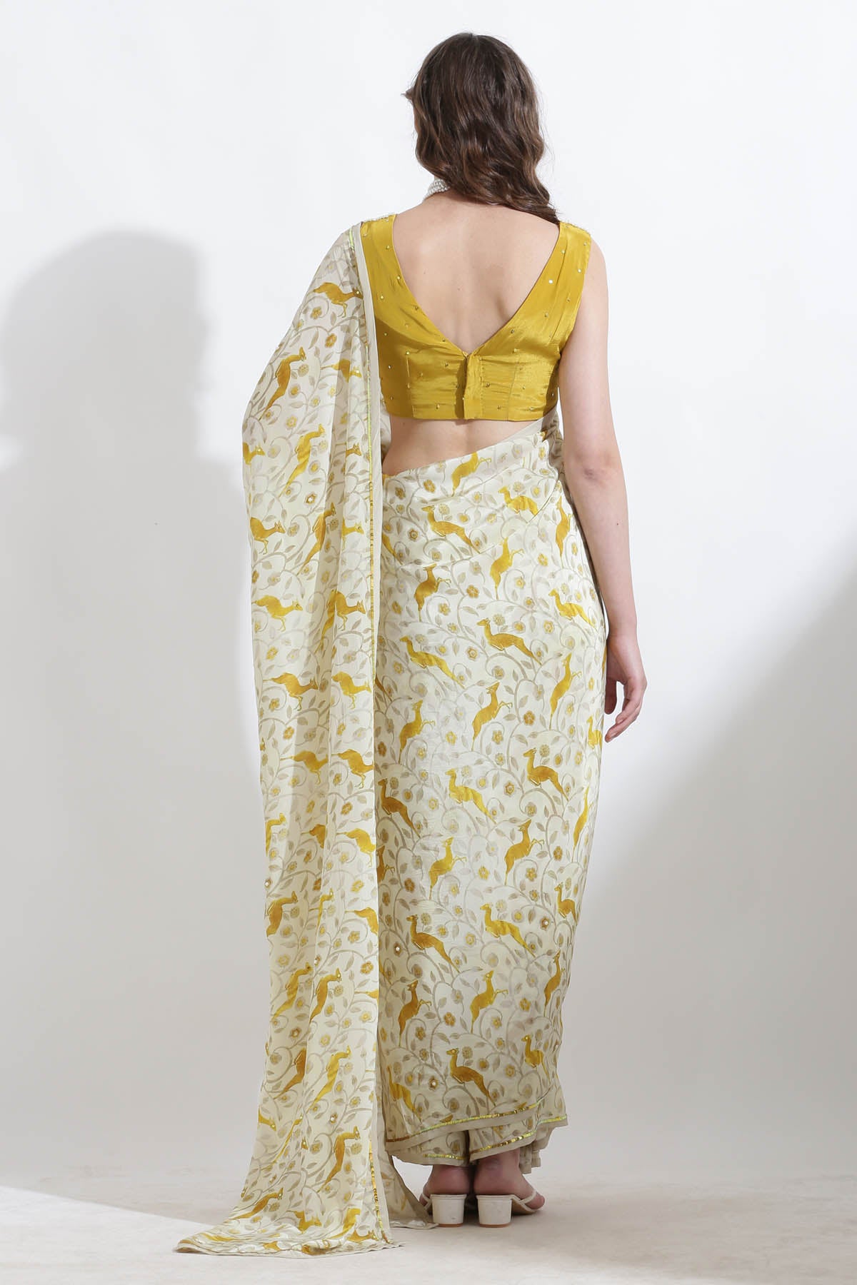 Embroidered Printed Crepe Saree