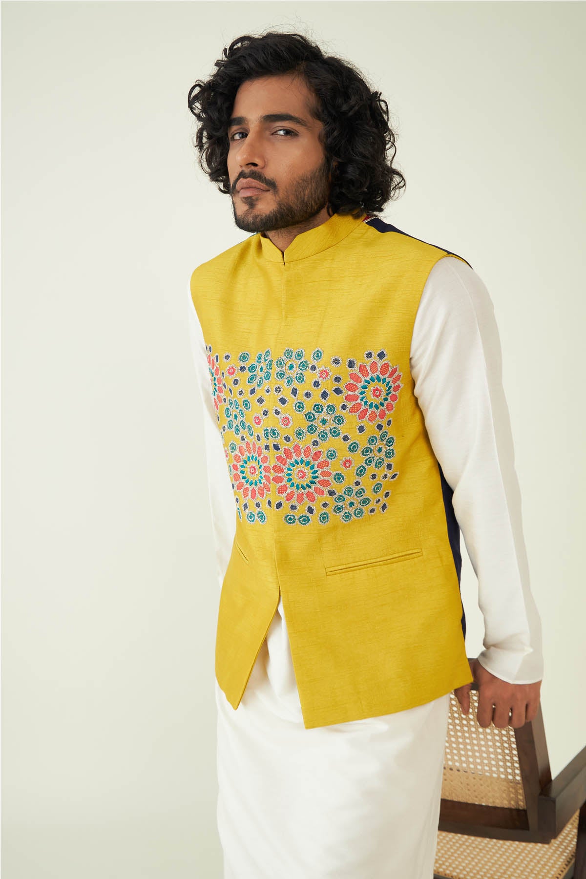 Embroidered Raw Silk Bundi Set