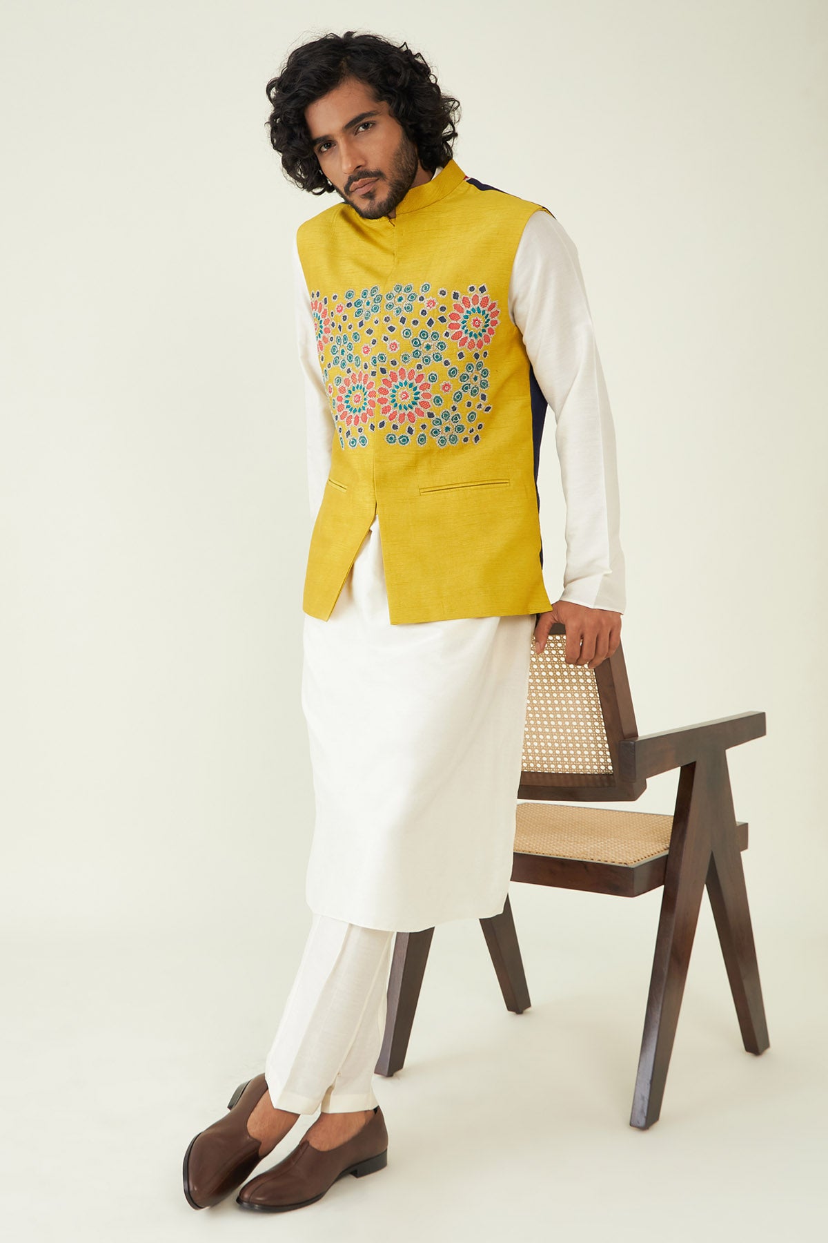 Embroidered Raw Silk Bundi Set