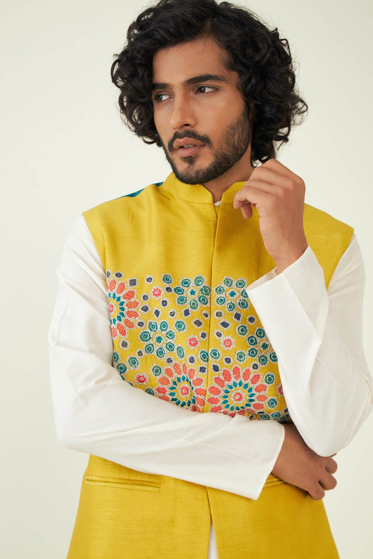 Embroidered Raw Silk Bundi Set