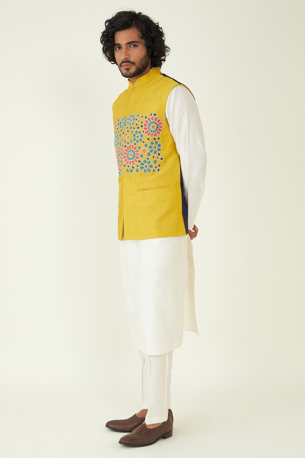 Embroidered Raw Silk Bundi Set