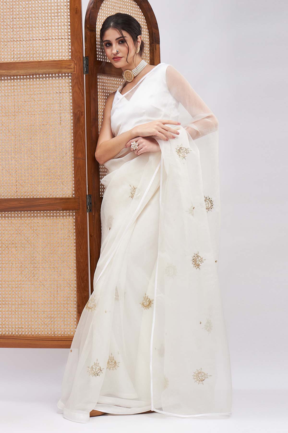 Embroidered Silk Organza Saree