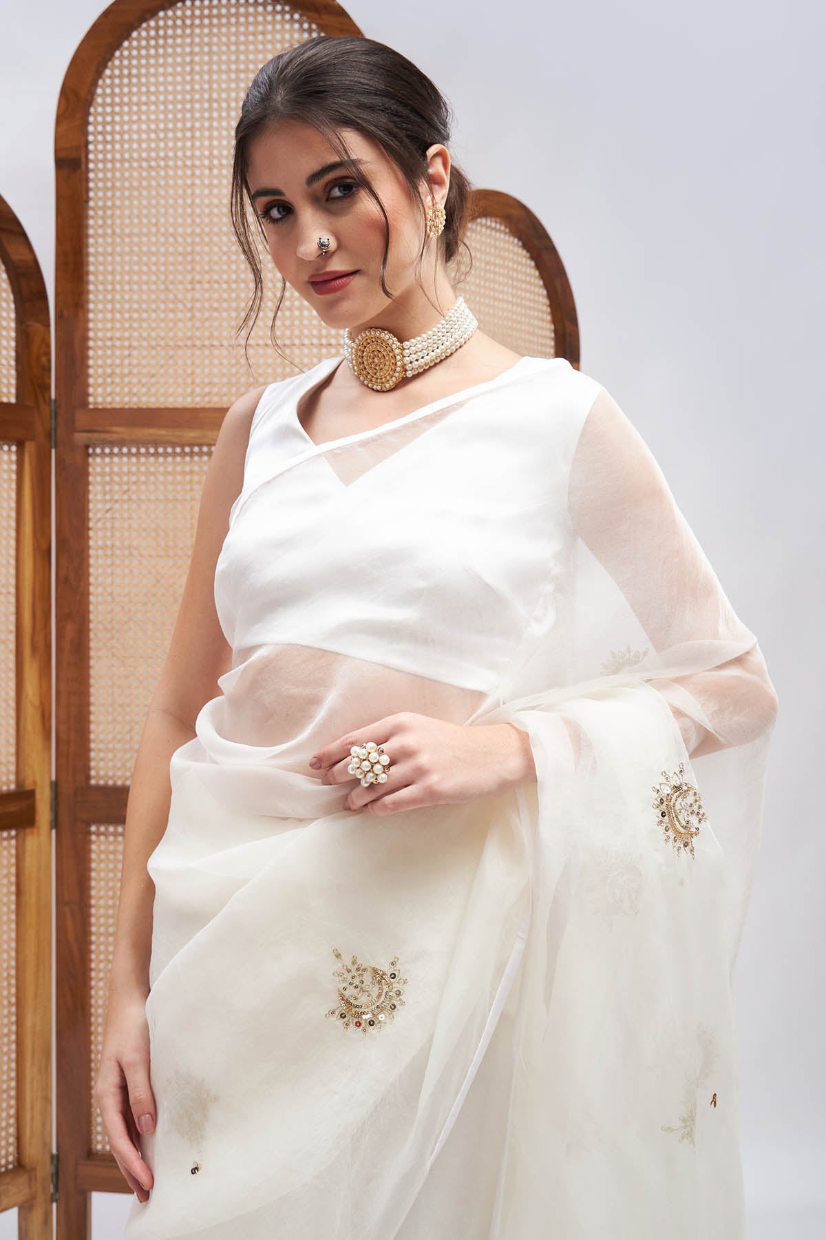 Embroidered Silk Organza Saree