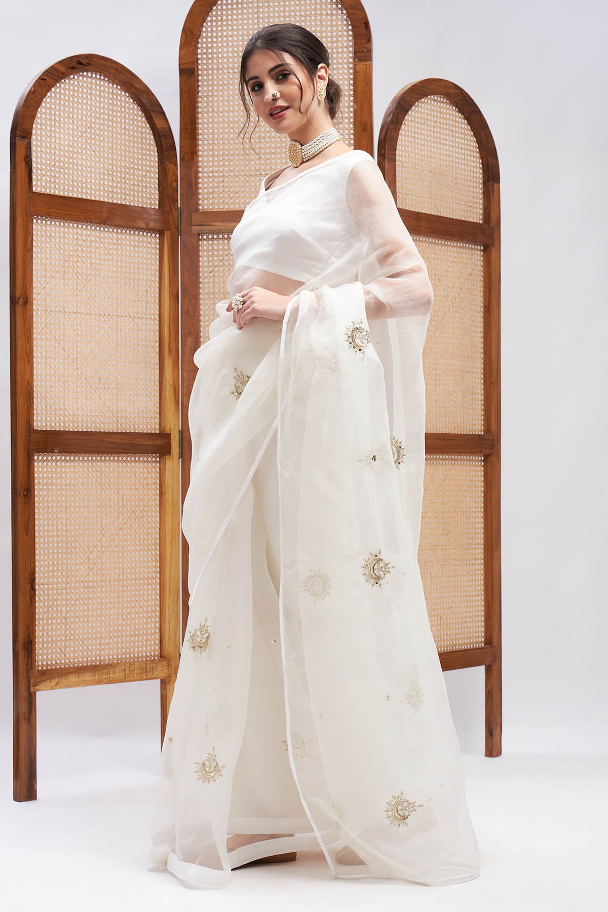 Embroidered Silk Organza Saree