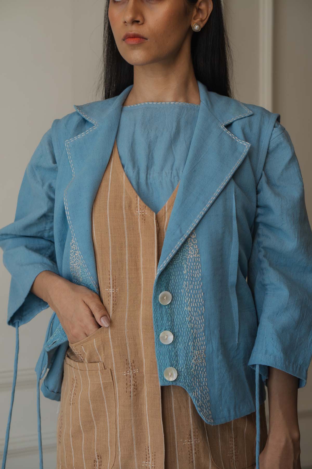 Embroidered Sleeveless Jacket